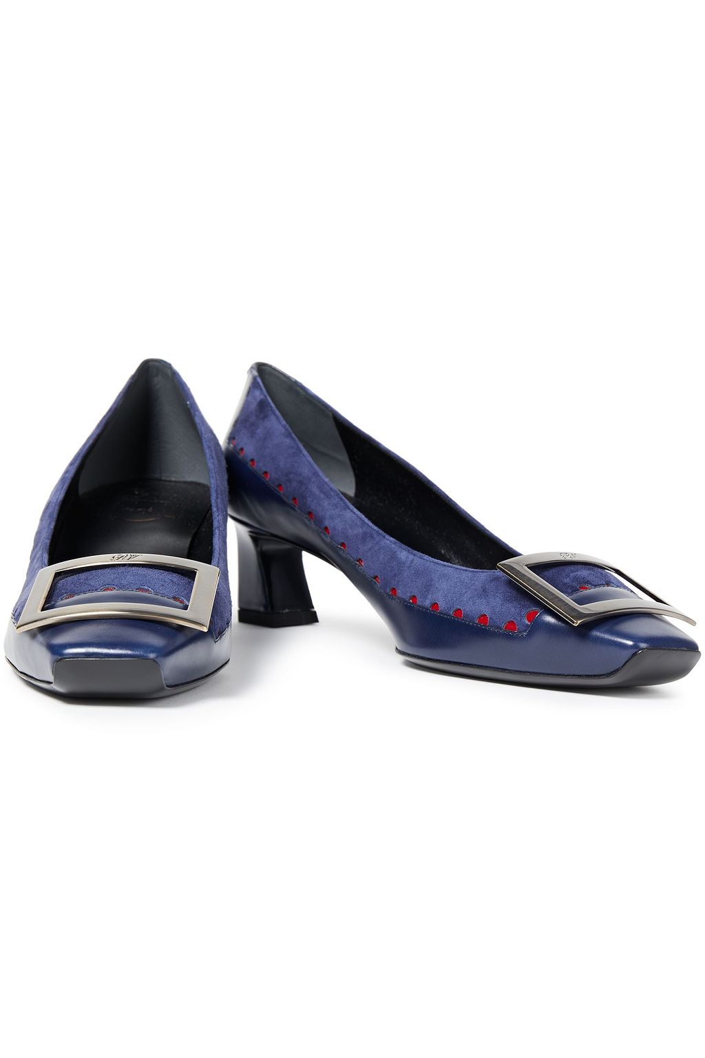 ROGER VIVIER Belle Vivier Trompette leather and laser-cut suede pumps