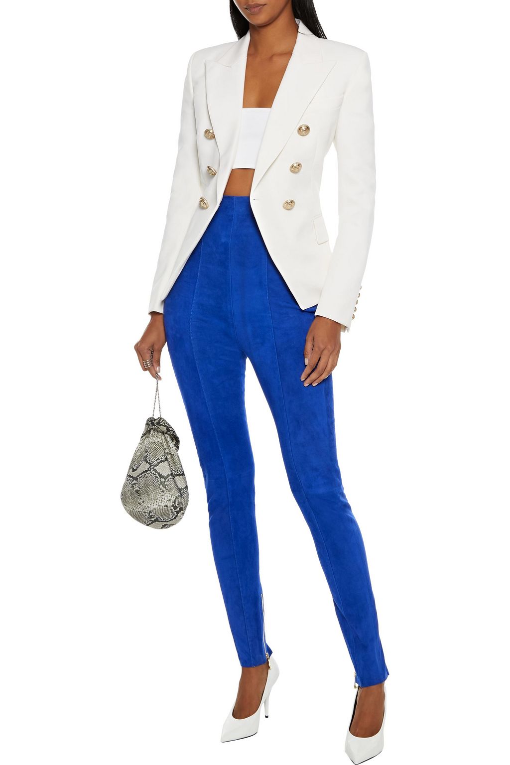 BALMAIN Stretch-suede skinny pants
