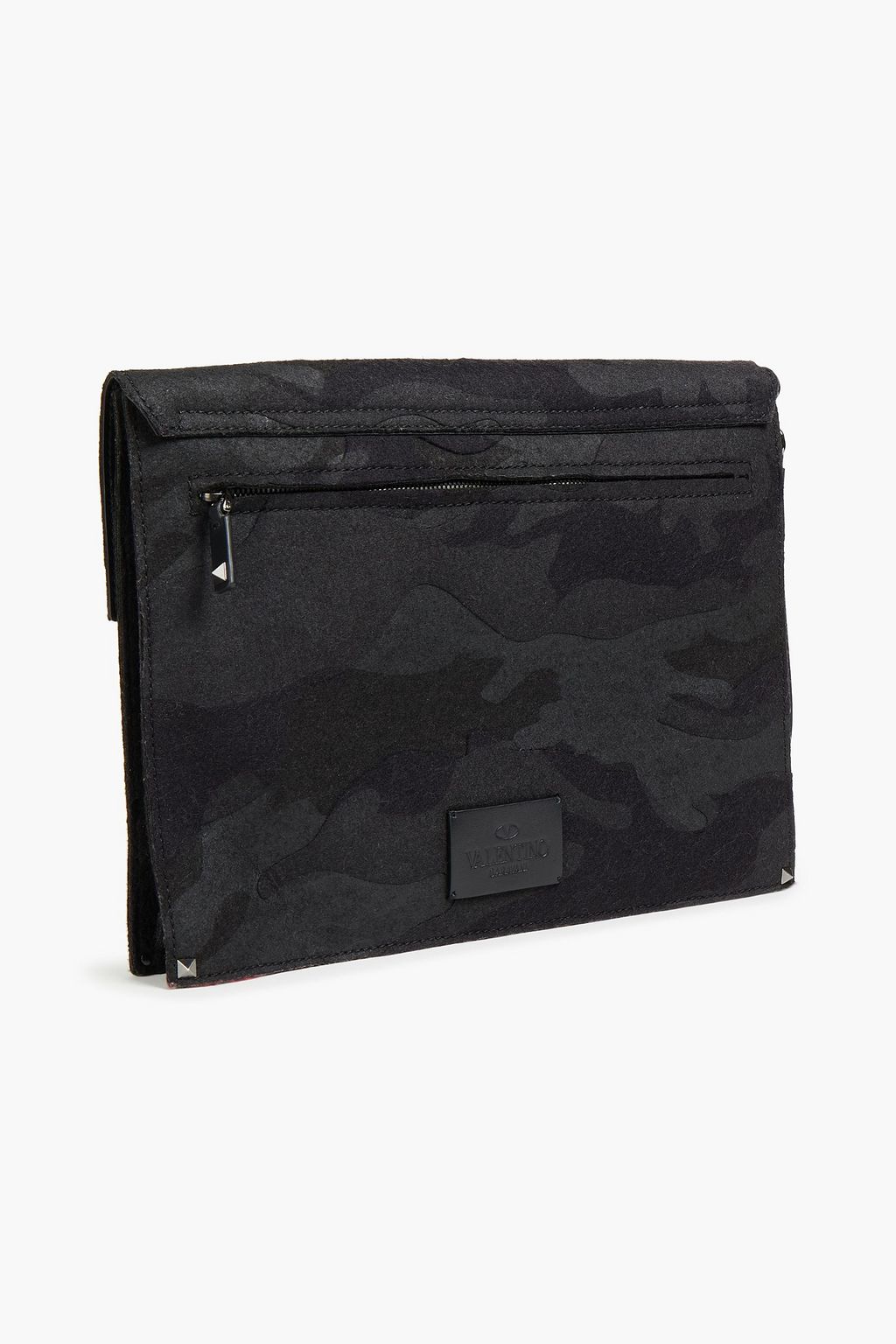 VALENTINO GARAVANI Leather-trimmed printed felt document case