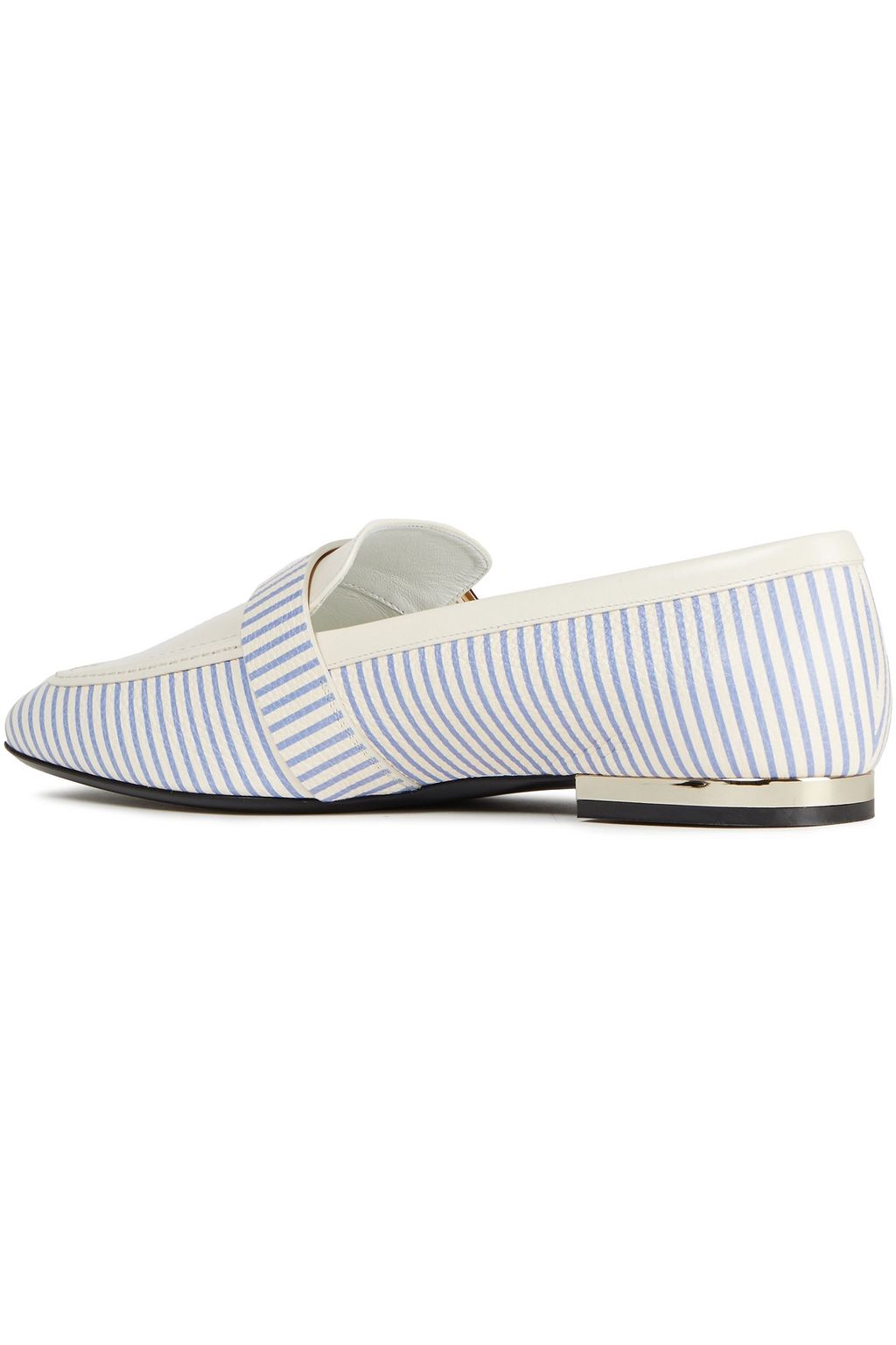 ROGER VIVIER Striped smooth and textured-leather loafers