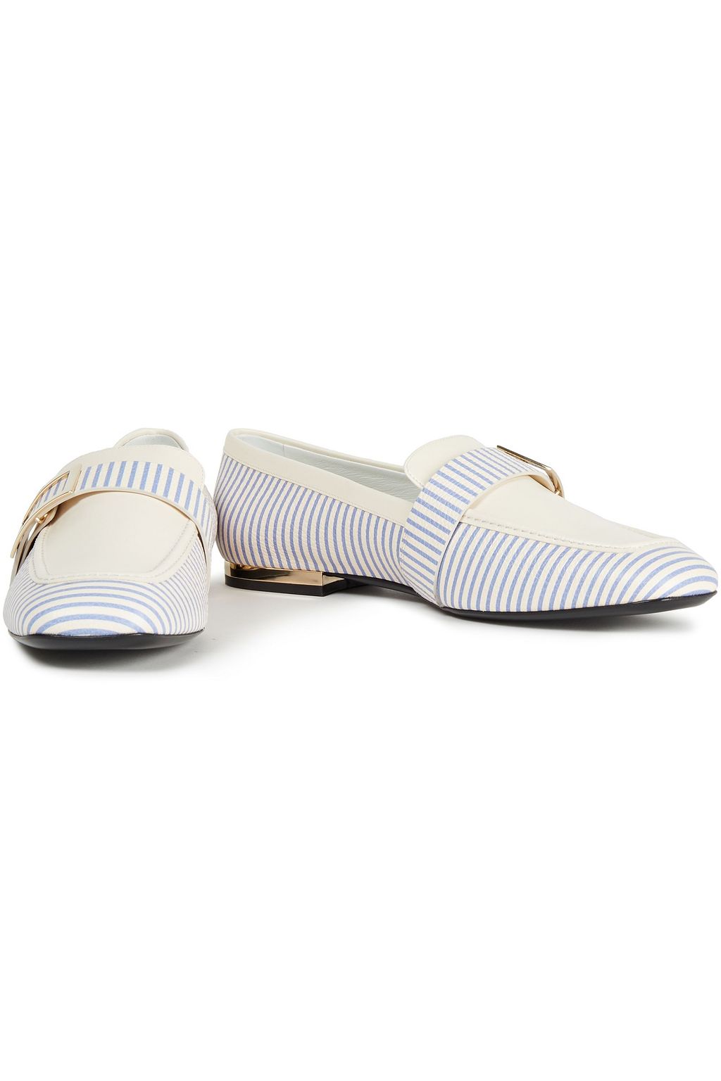 ROGER VIVIER Striped smooth and textured-leather loafers