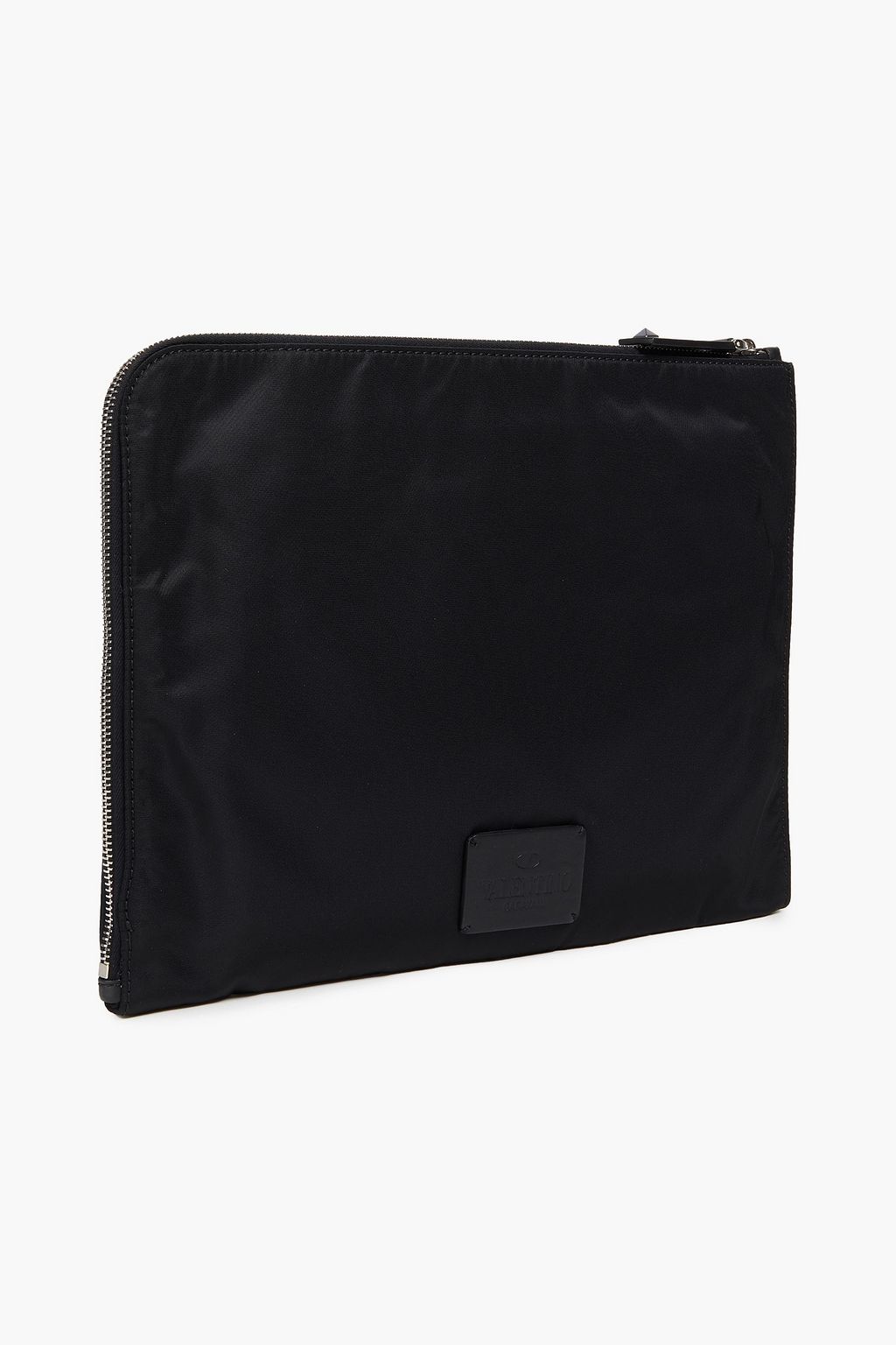 VALENTINO GARAVANI Leather-trimmed embellished twill document case