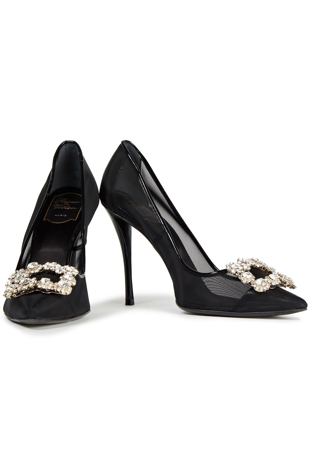 ROGER VIVIER Flower embellished mesh pumps