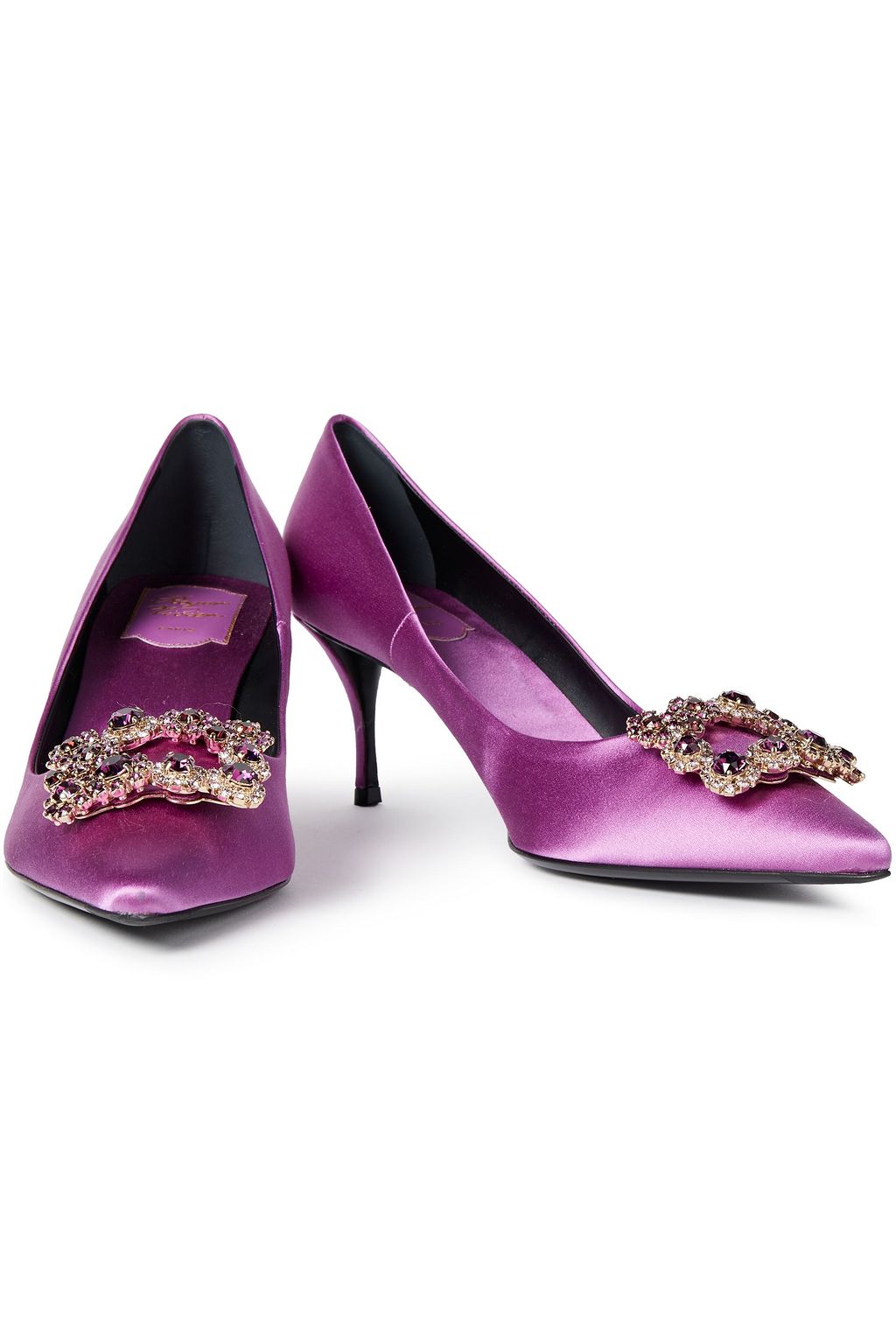 ROGER VIVIER Crystal-embellished satin pumps