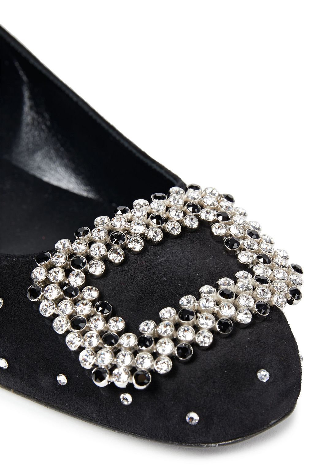 ROGER VIVIER حذاء باليه "فيرتيجو دياديم" من الشامواه مزيّن بالكريستال