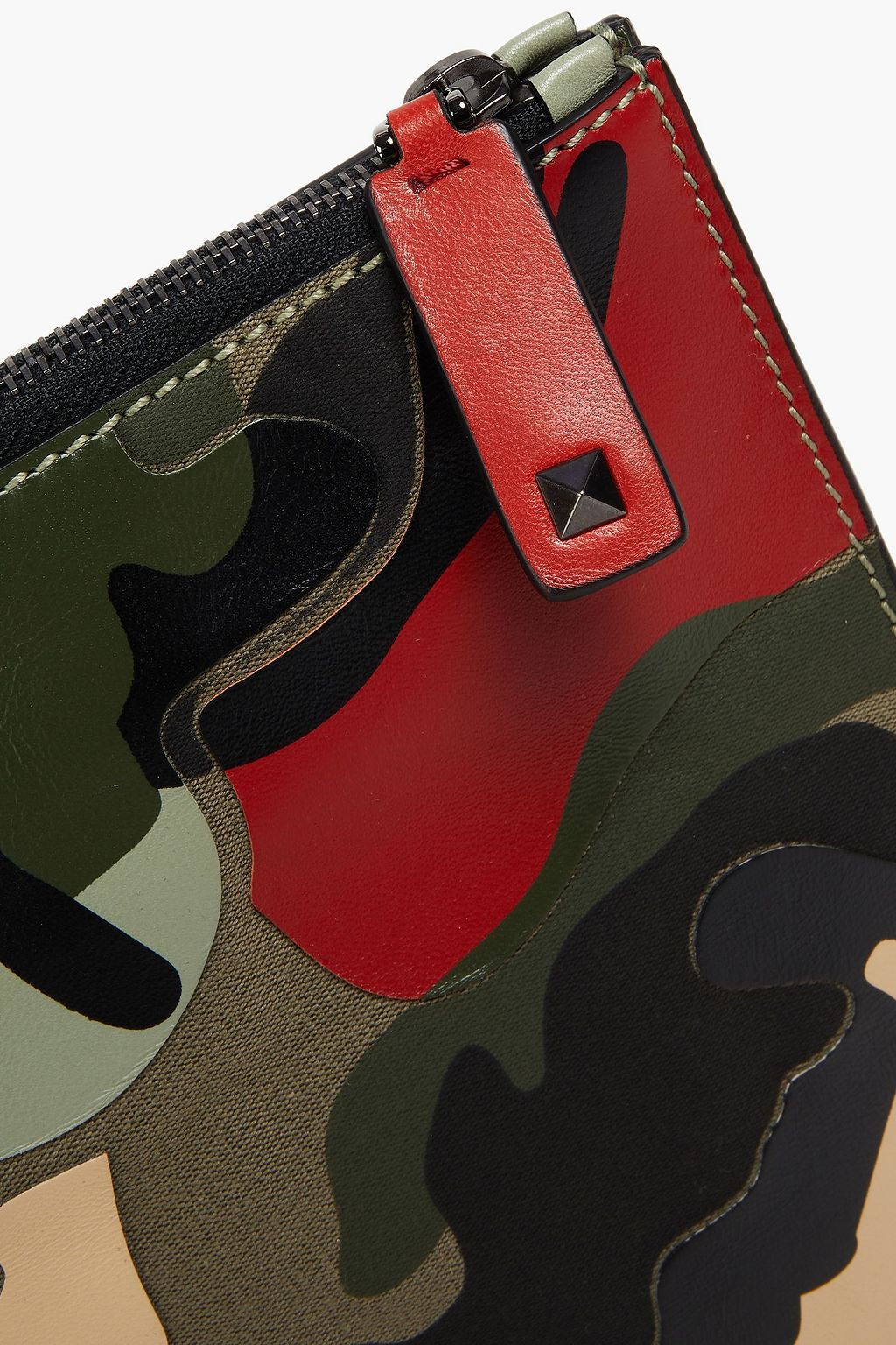 VALENTINO GARAVANI Studded printed canvas and leather document holder