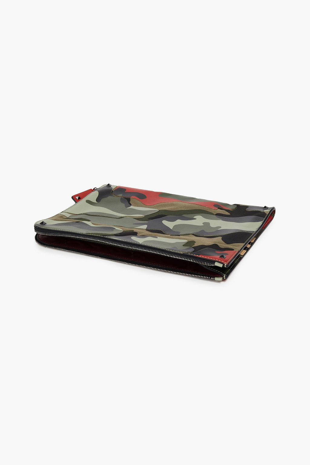 VALENTINO GARAVANI Studded printed canvas and leather document holder