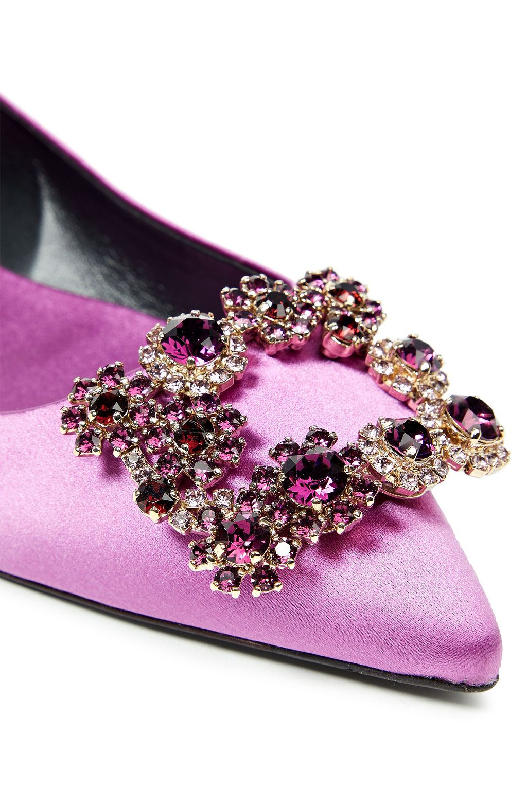 ROGER VIVIER Crystal-embellished satin point-toe flats