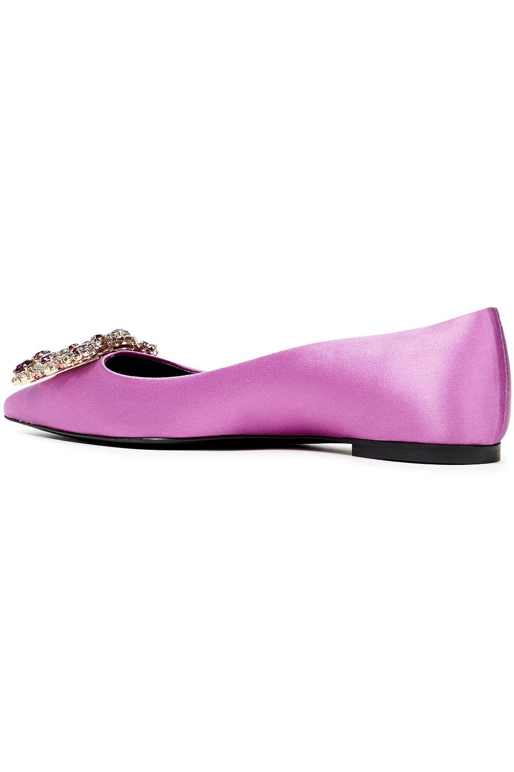 ROGER VIVIER Crystal-embellished satin point-toe flats