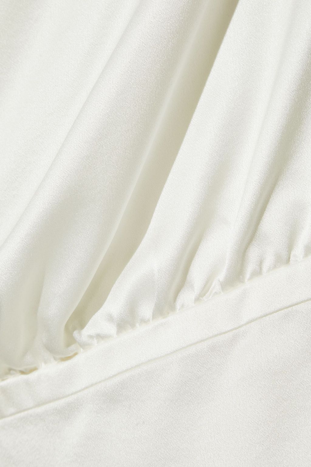 BALMAIN Asymmetric wrap-effect draped silk-satin peplum top