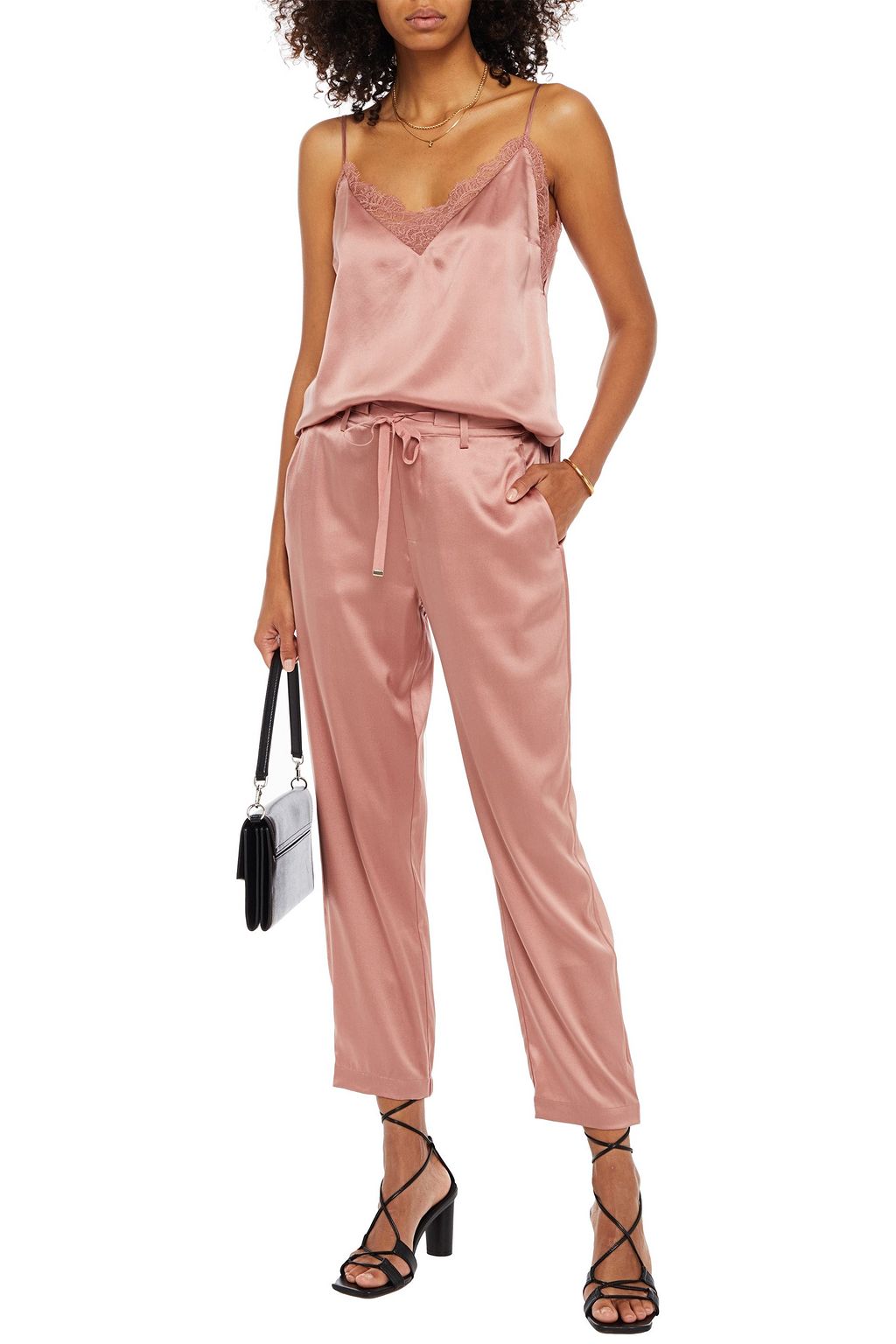 CAMI NYC Alex cropped silk-blend charmeuse tapered pants