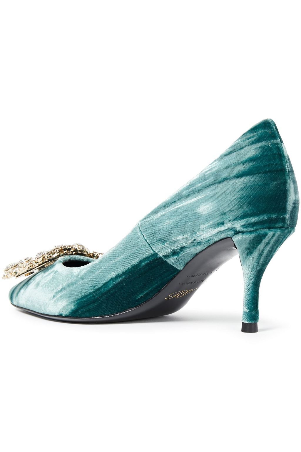 ROGER VIVIER Flower Strass crushed-velvet pumps