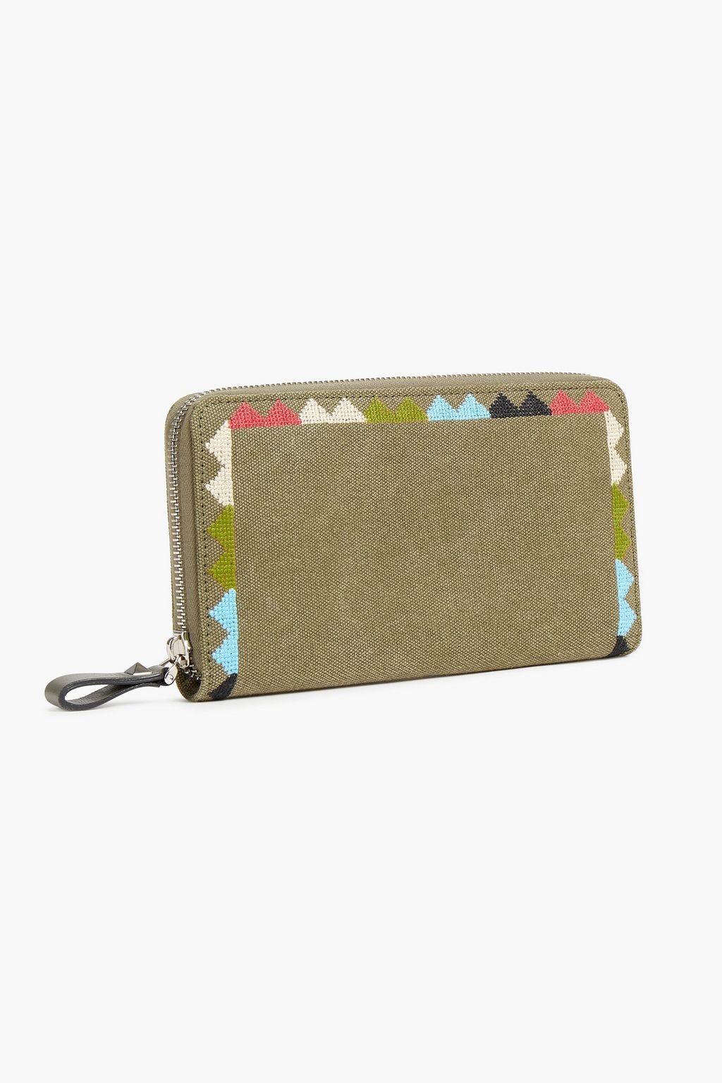 VALENTINO GARAVANI Leather-trimmed embroidered canvas wallet