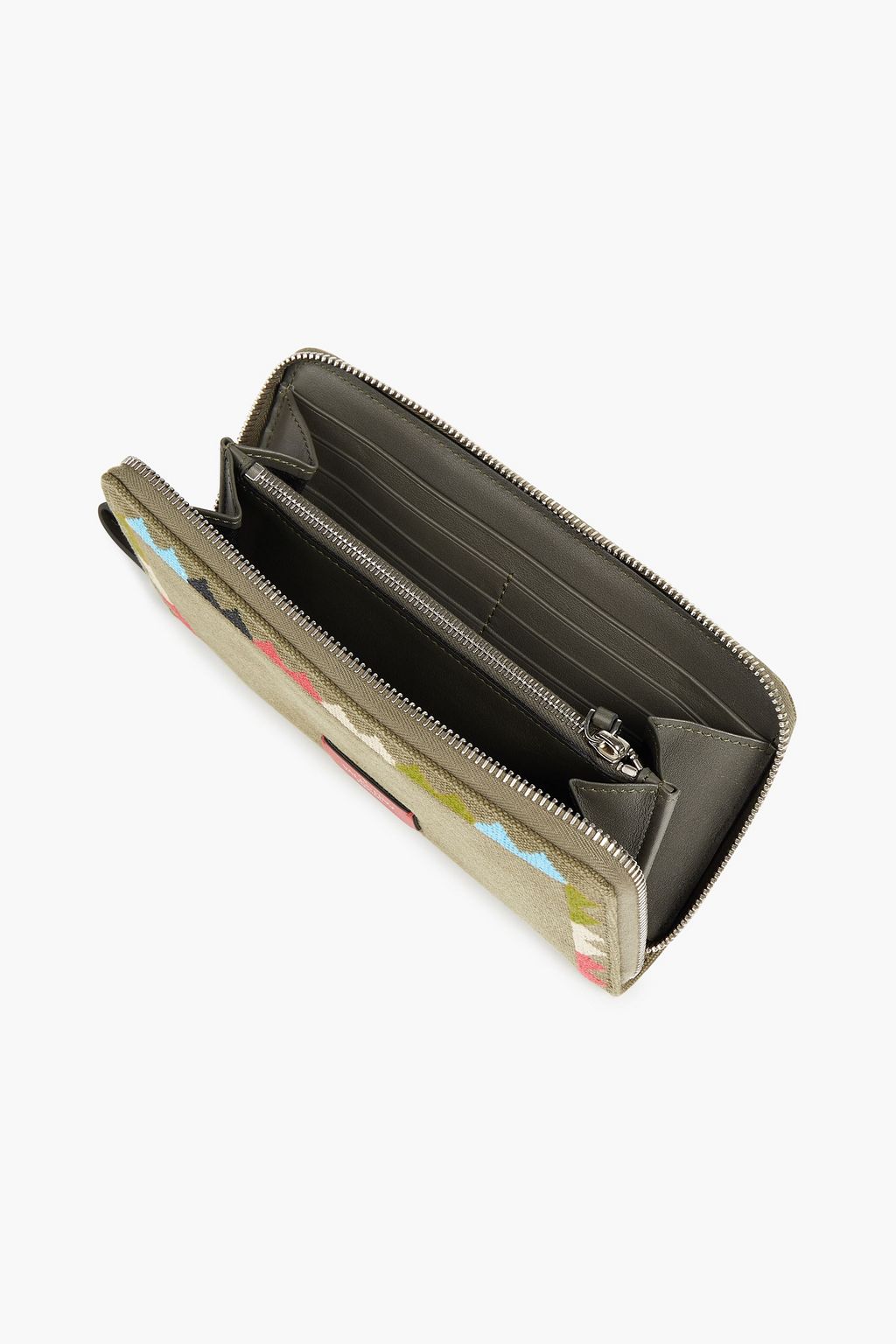 VALENTINO GARAVANI Leather-trimmed embroidered canvas wallet
