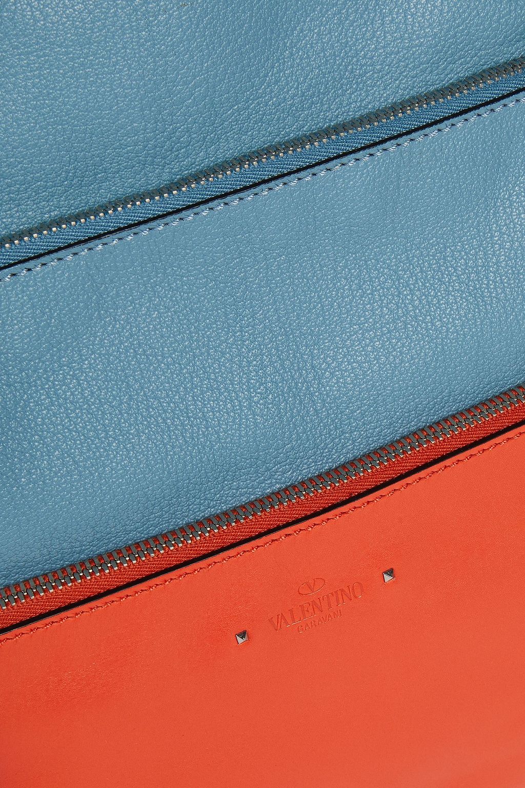 VALENTINO GARAVANI Two-tone pebbled-leather shoulder bag