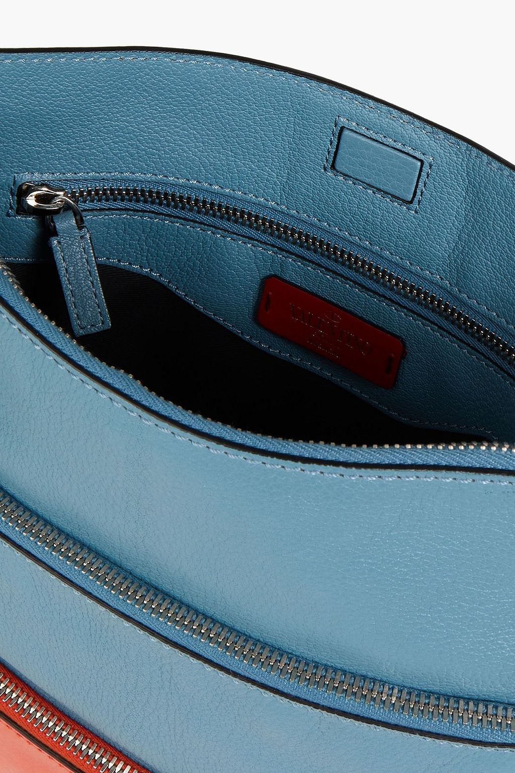 VALENTINO GARAVANI Two-tone pebbled-leather shoulder bag