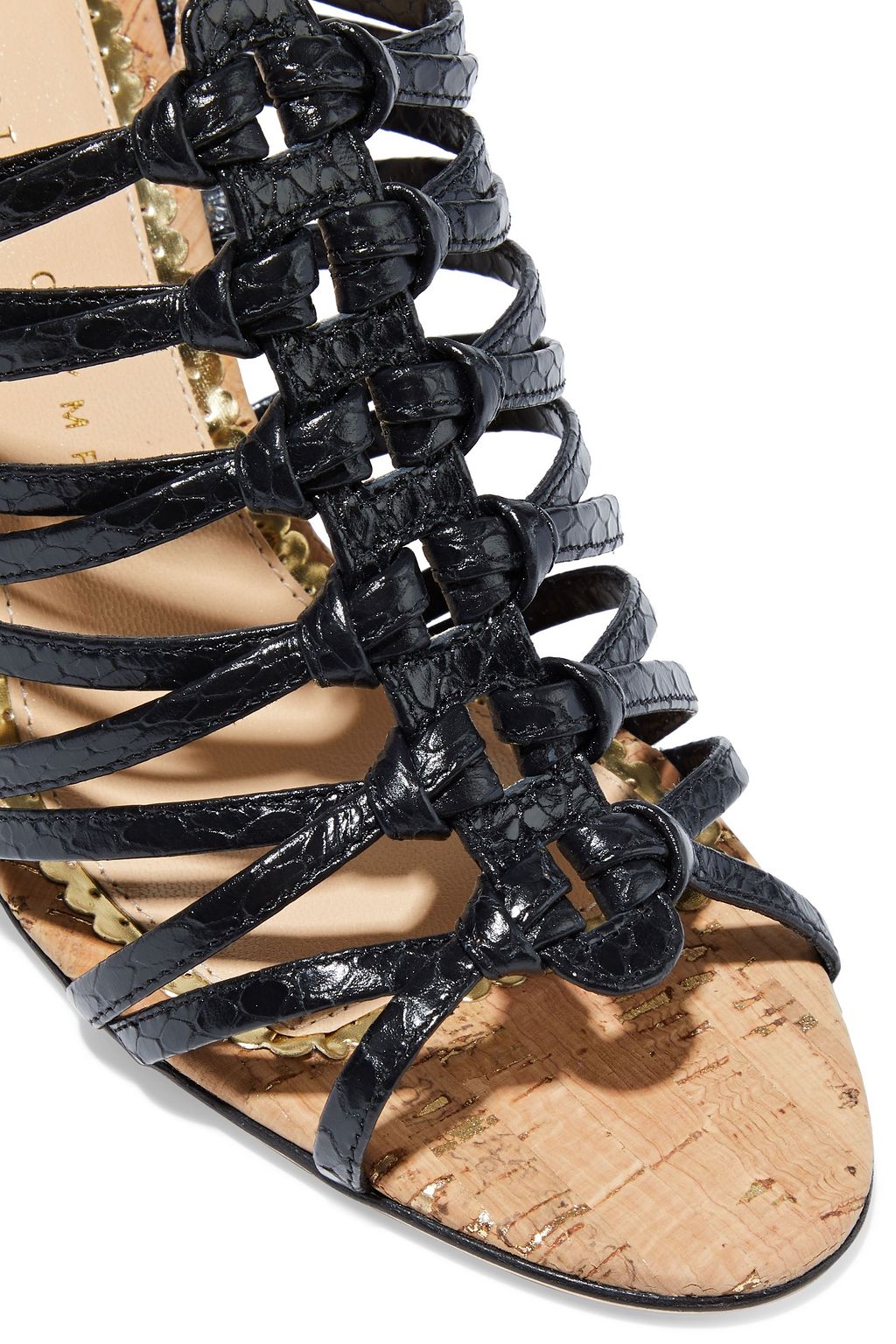 CHARLOTTE OLYMPIA Helvin knotted snake-effect leather sandals