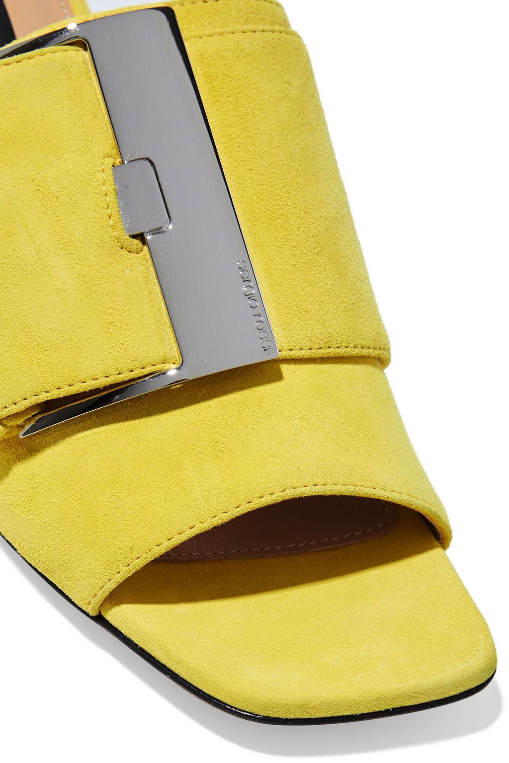 SERGIO ROSSI Buckled suede mules