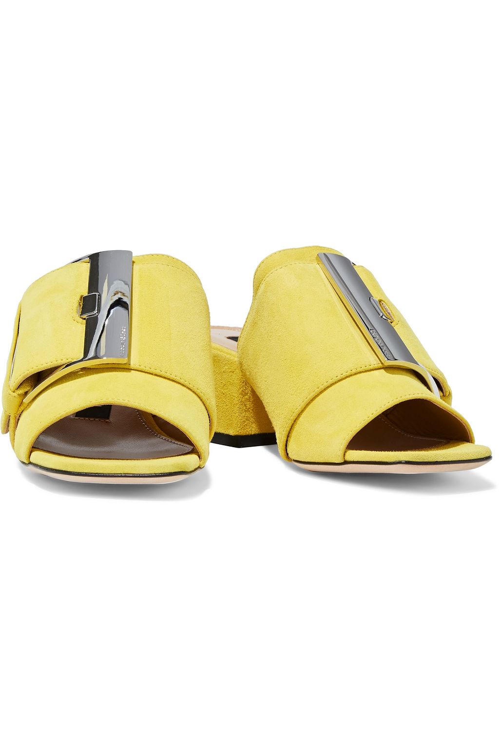 SERGIO ROSSI Buckled suede mules