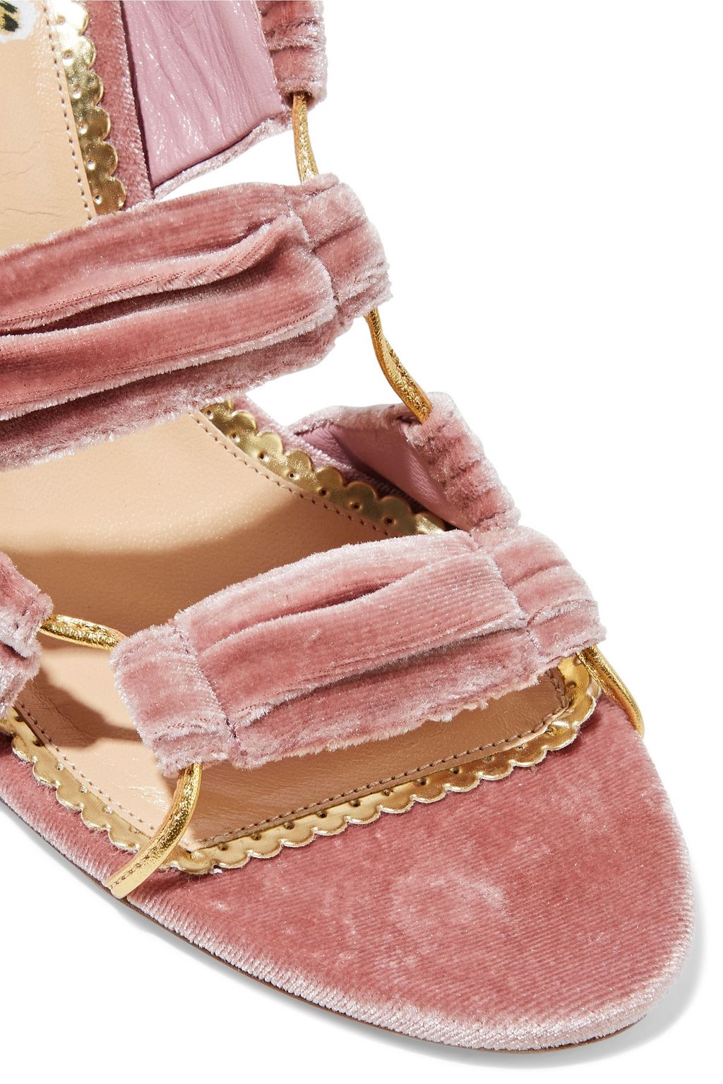 CHARLOTTE OLYMPIA Temptress ruched velvet sandals