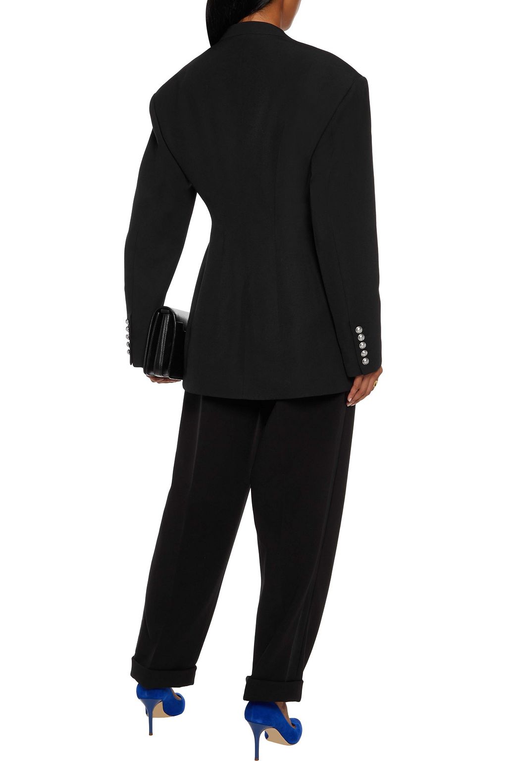 BALMAIN Satin-trimmed grain de poudre wool blazer