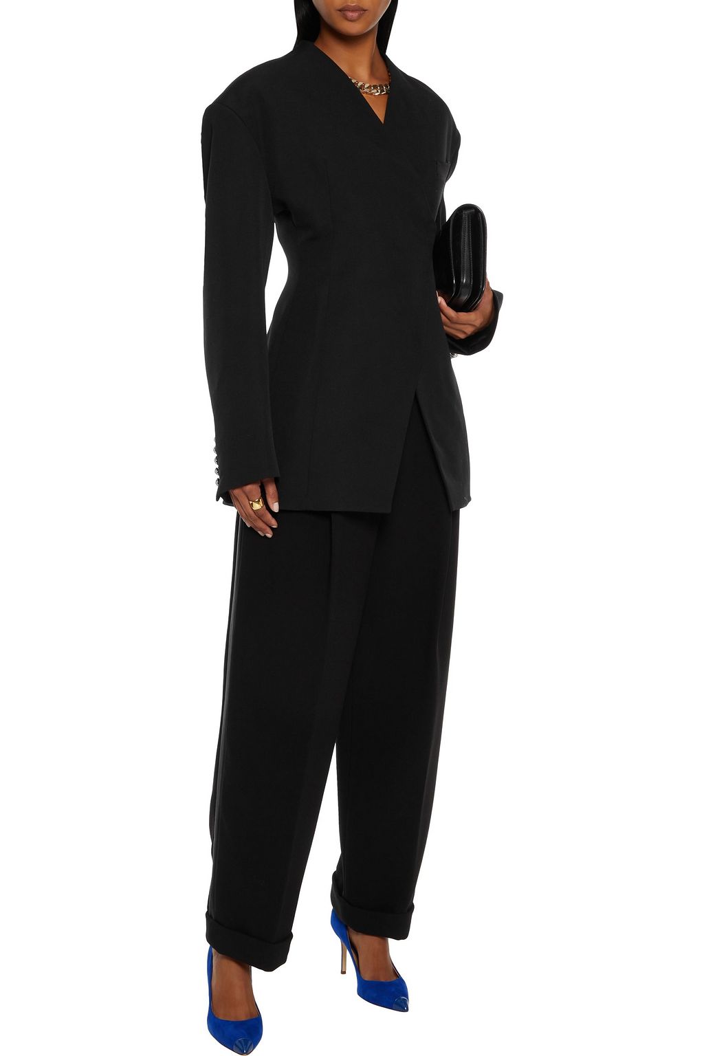BALMAIN Satin-trimmed grain de poudre wool blazer