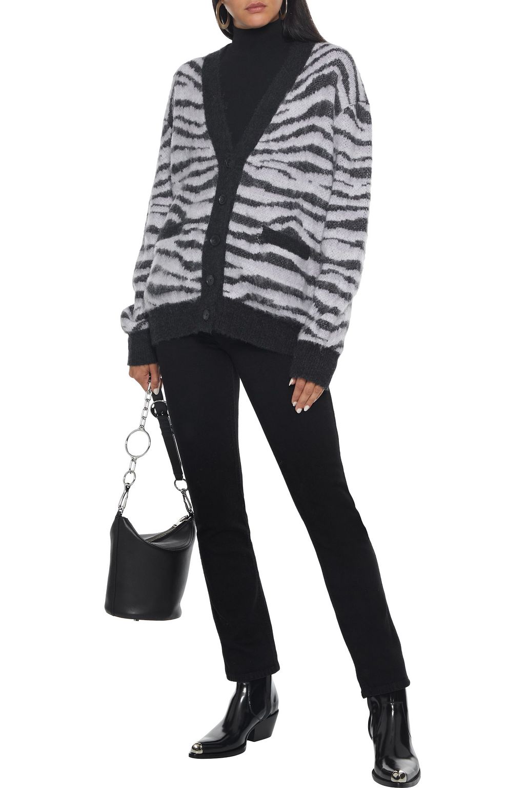 RE/DONE 90s oversized brushed jacquard-knit cardigan
