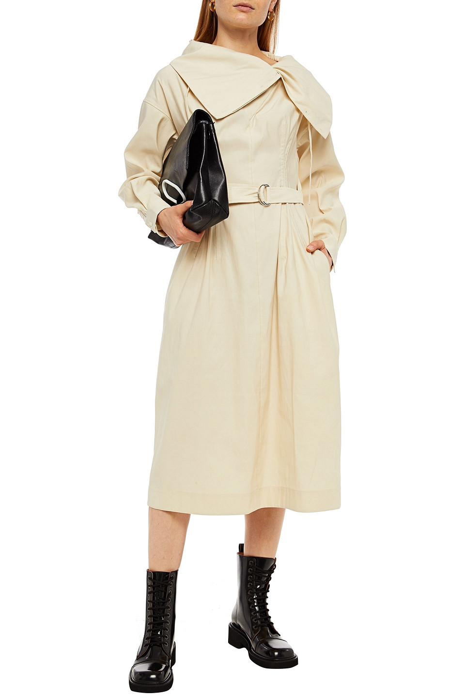 3.1 Phillip Lim Belted Gathered Twill Midi Dress In Multi
