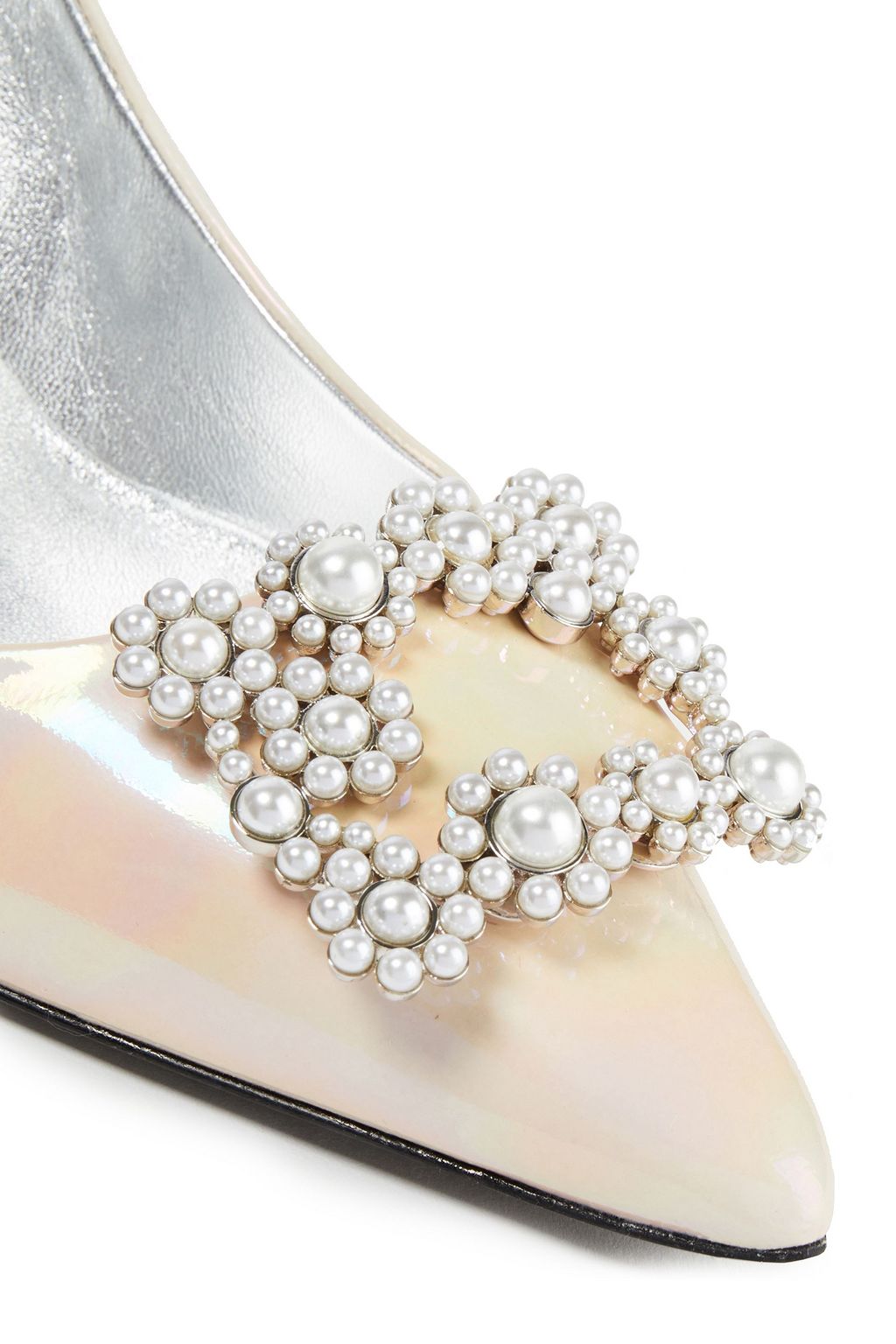 ROGER VIVIER Flower embellished iridescent leather pumps