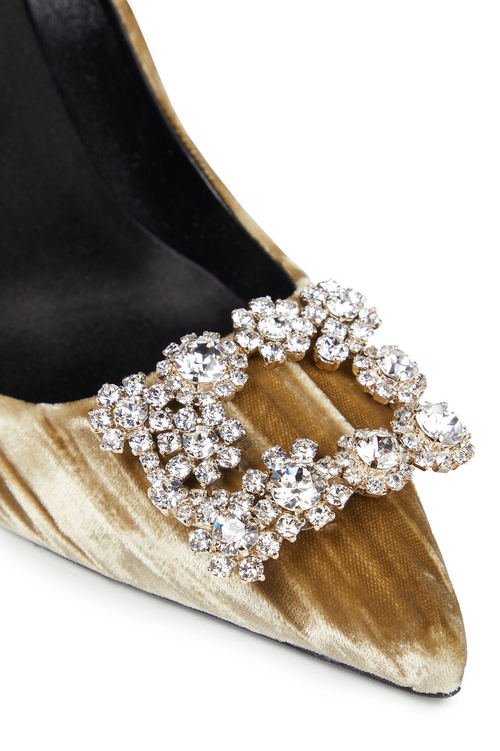 ROGER VIVIER Sin 100 crystal-embellished crushed-velvet pumps
