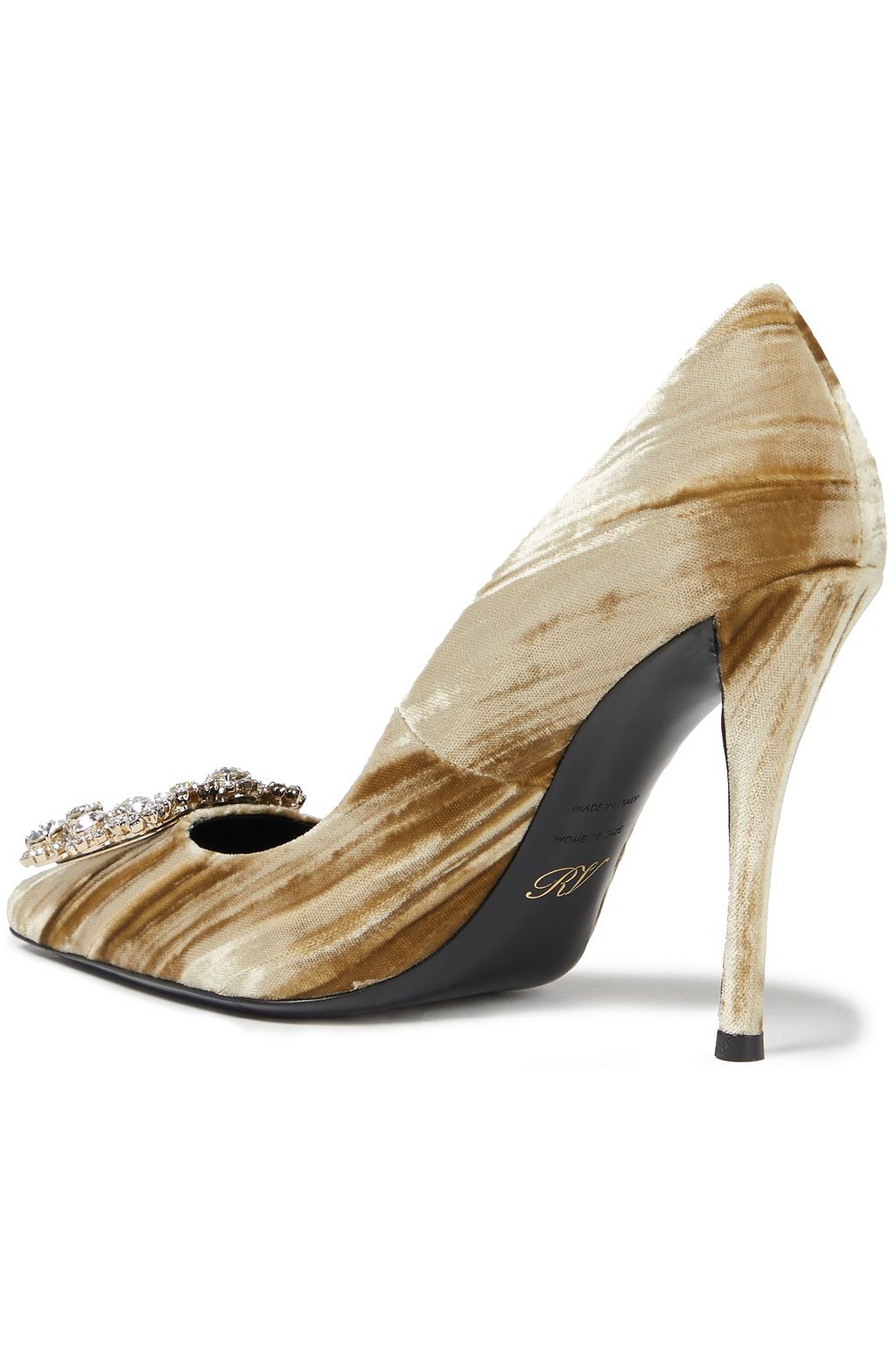 ROGER VIVIER Sin 100 crystal-embellished crushed-velvet pumps