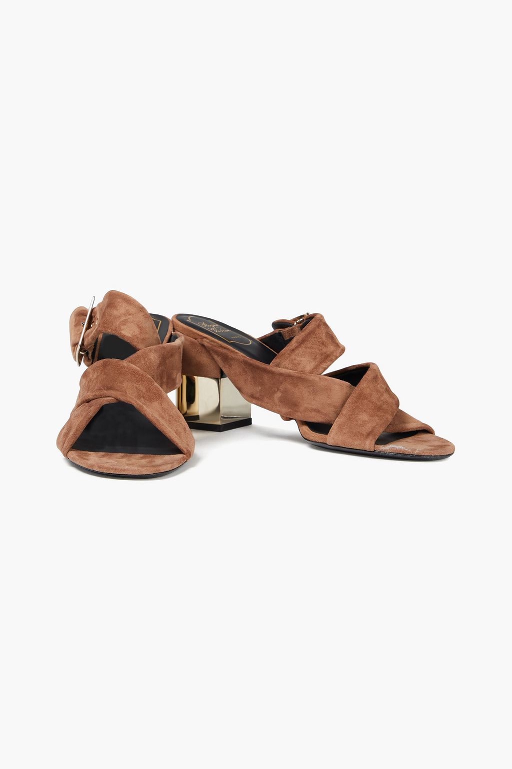 ROGER VIVIER Podium 70 buckled suede mules