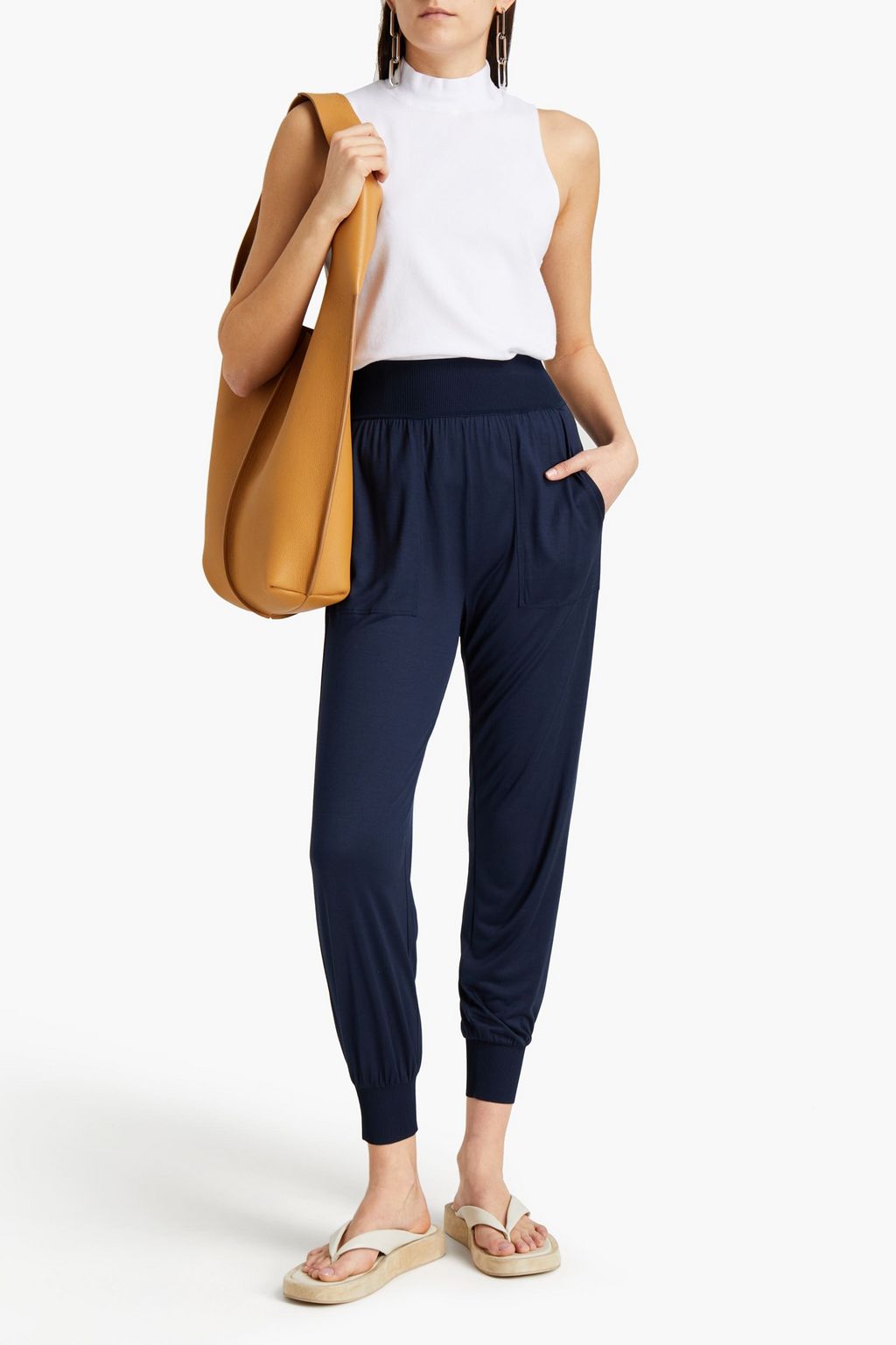 STATESIDE Stretch-cotton jersey turtleneck top