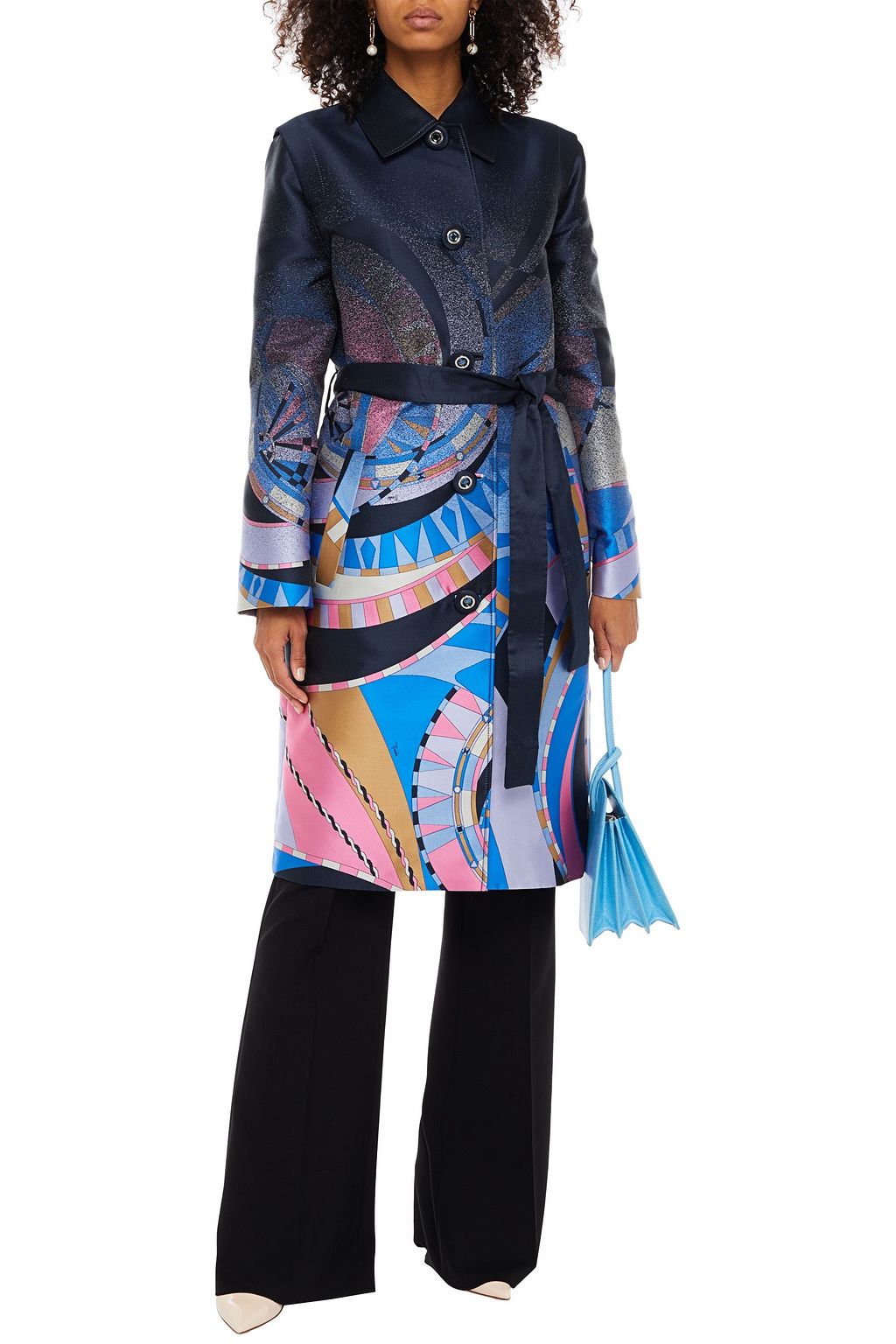 PUCCI Belted printed satin-twill coat