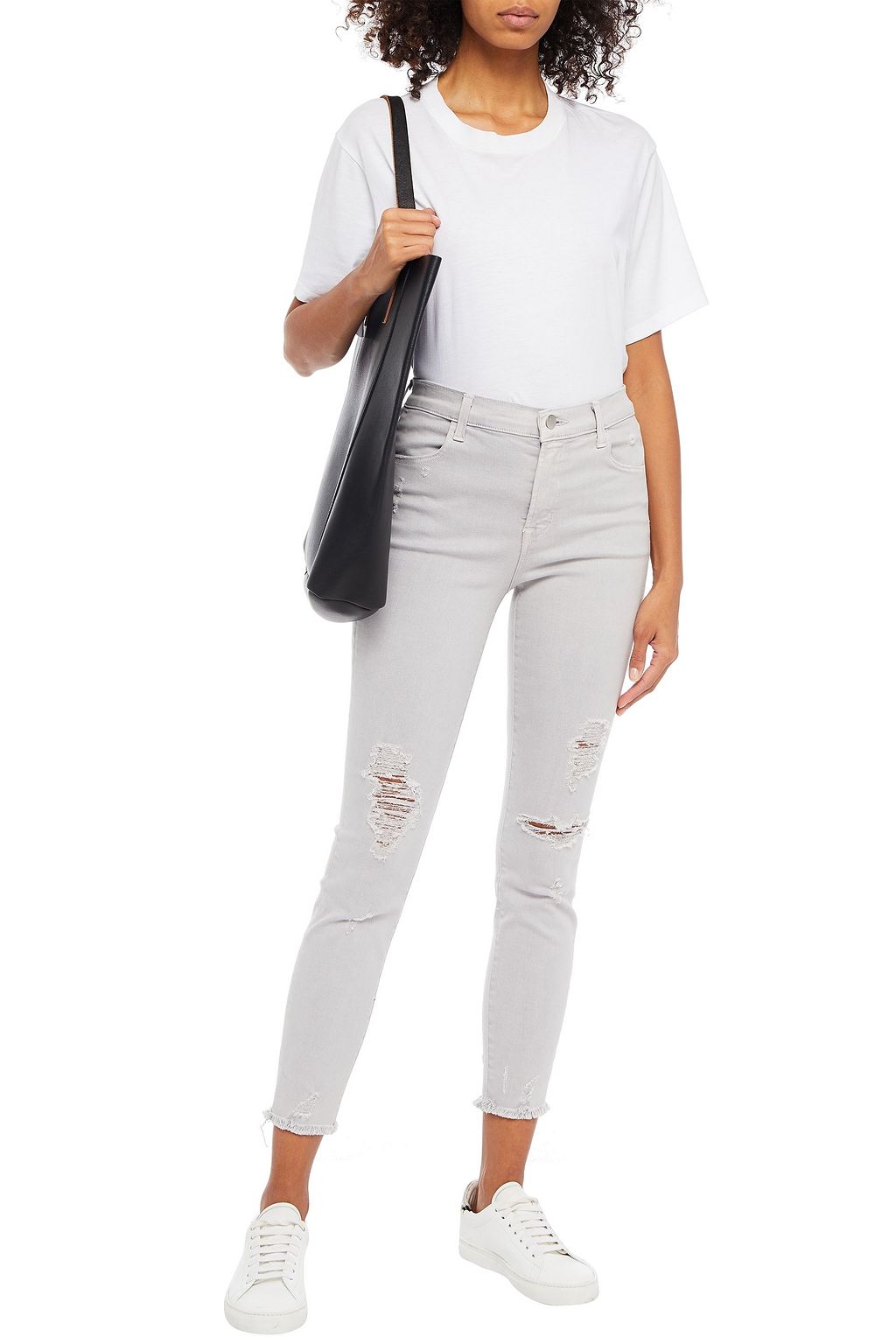 J BRAND Distressed mid-rise skinny jeans