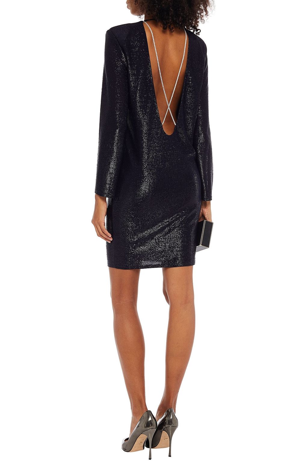 MICHELLE MASON Embellished metallic jersey mini dress