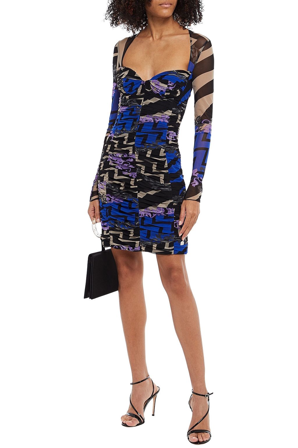 KOCHÉ X PUCCI Ruched printed stretch-tulle mini dress