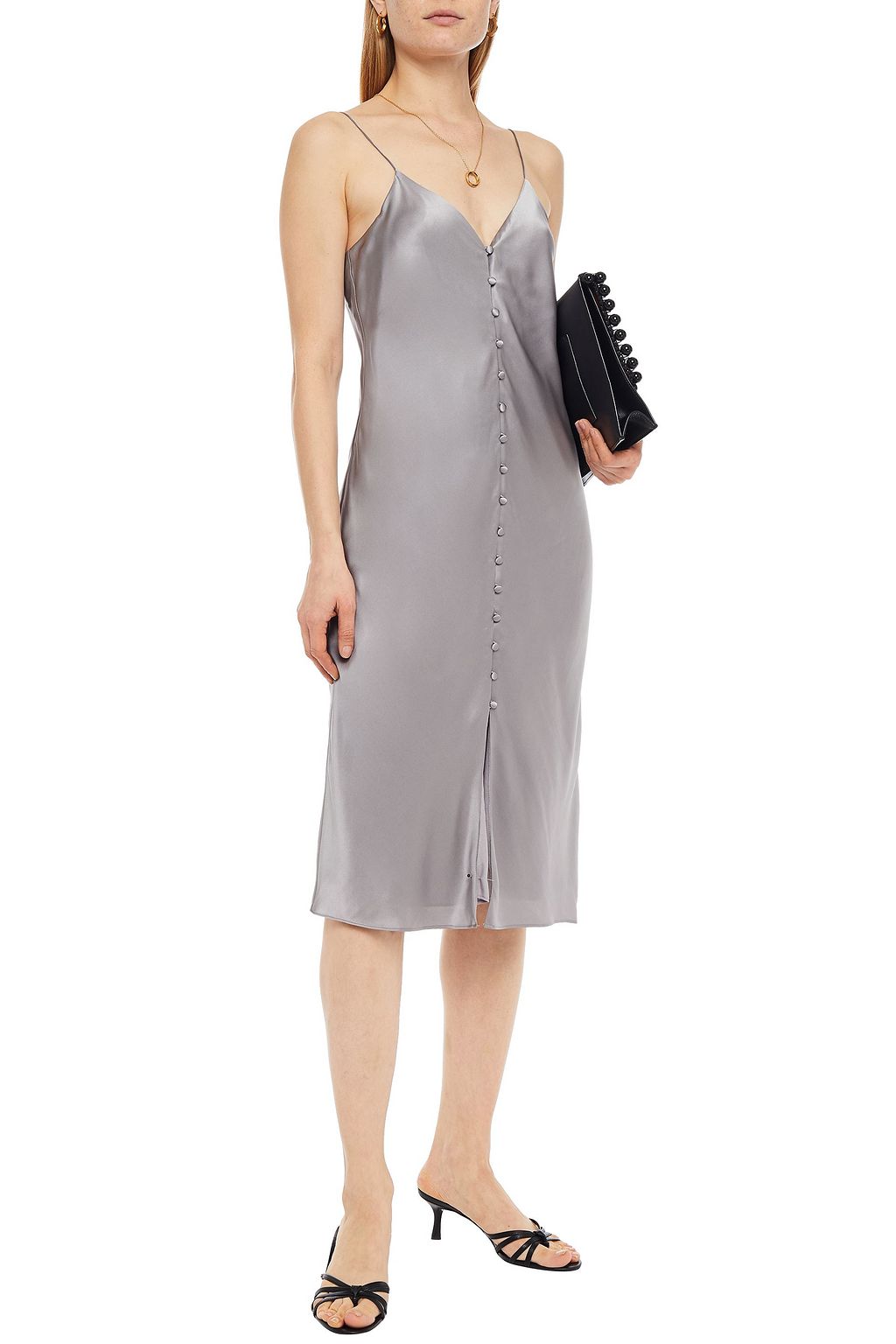 CAMI NYC Silk-satin midi slip dress