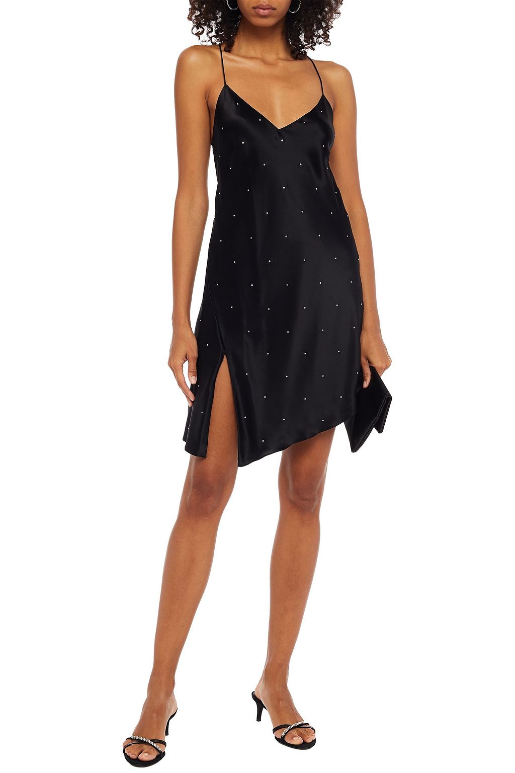 MICHELLE MASON Open-back crystal-embellished silk-charmeuse mini dress