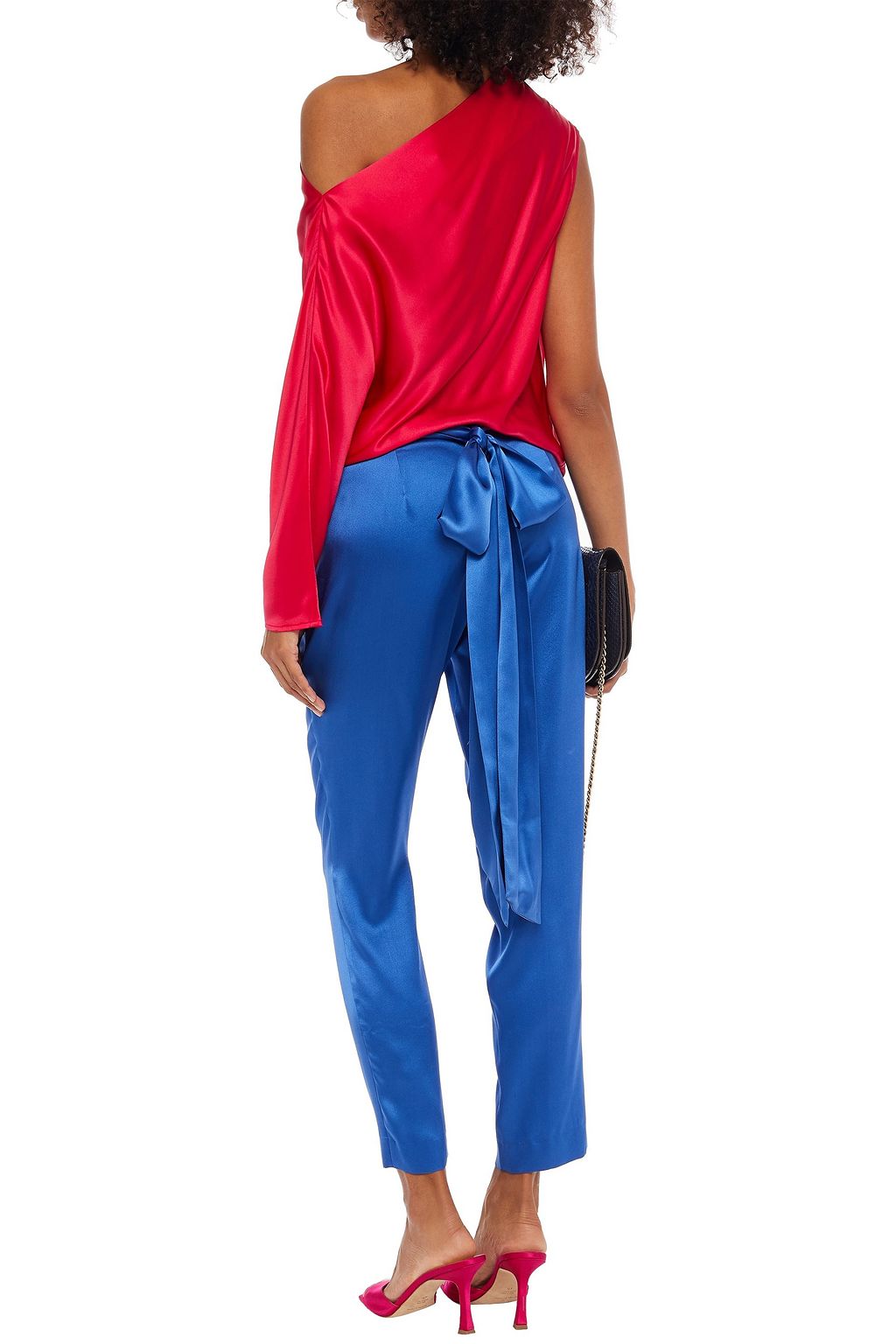 MICHELLE MASON Pleated silk-satin tapered pants