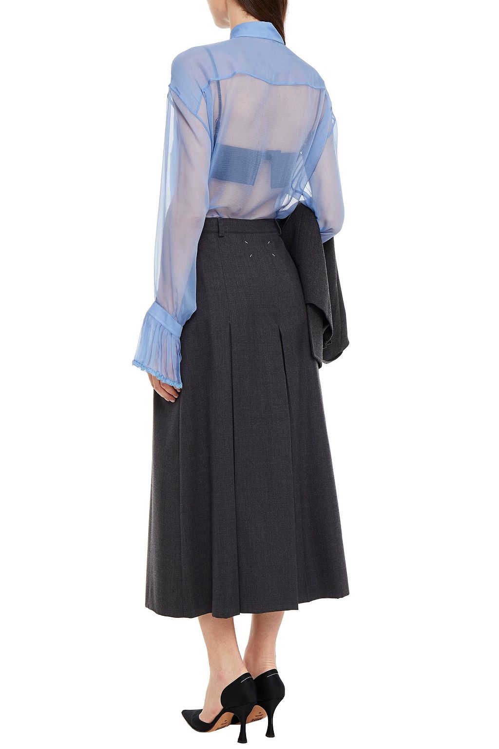 MAISON MARGIELA Culottes aus Twill aus einer melierten Wollmischung mit Falten