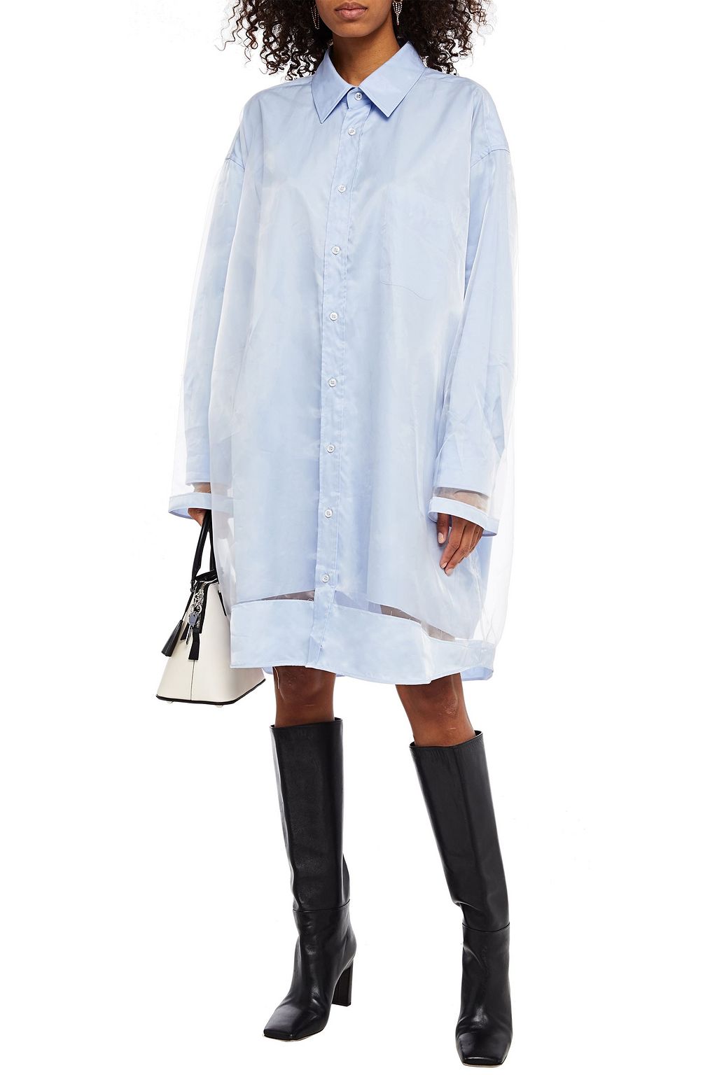 MAISON MARGIELA Organza-paneled cotton-poplin shirt dress