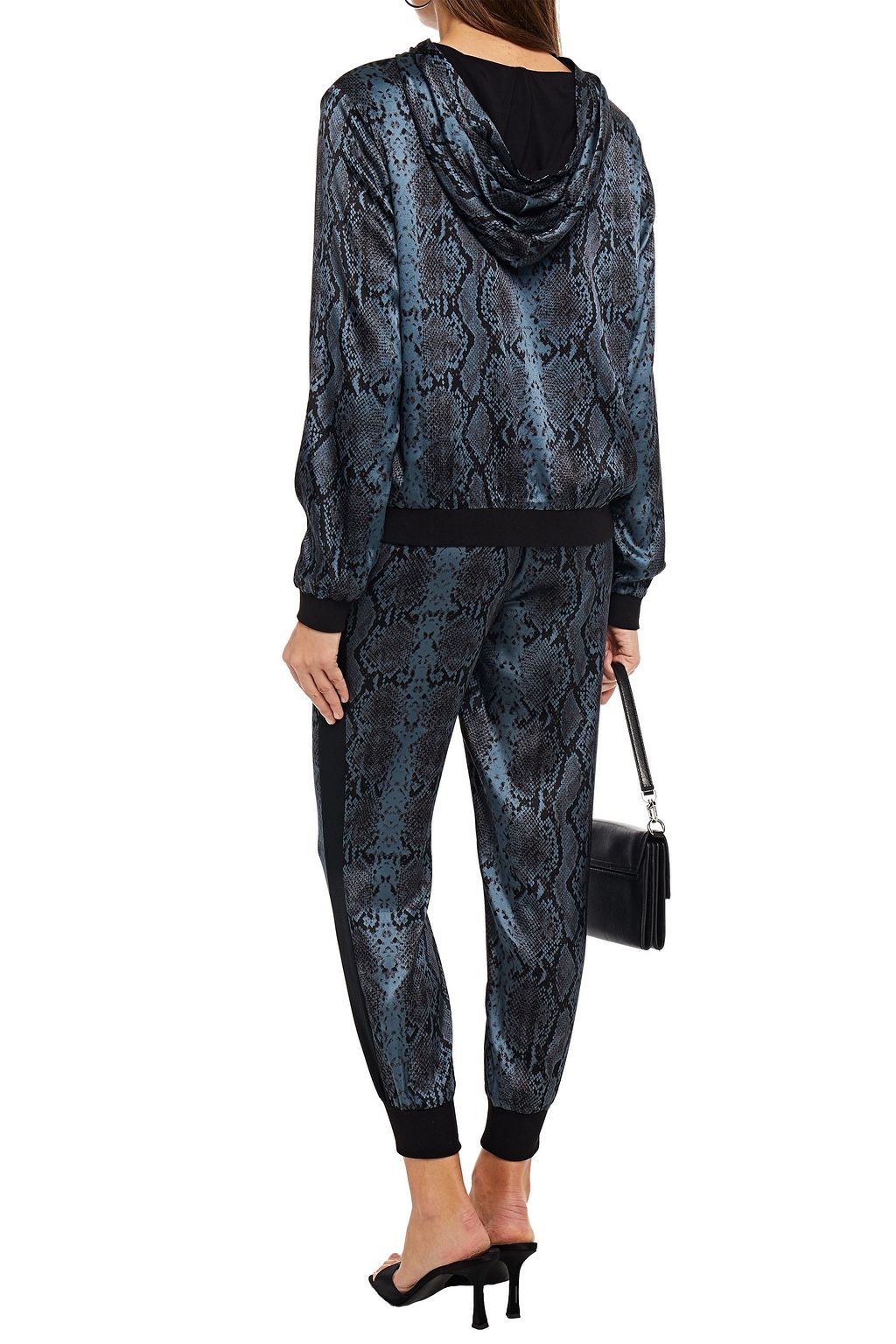 CAMI NYC Anisha snake-print silk-blend satin track pants