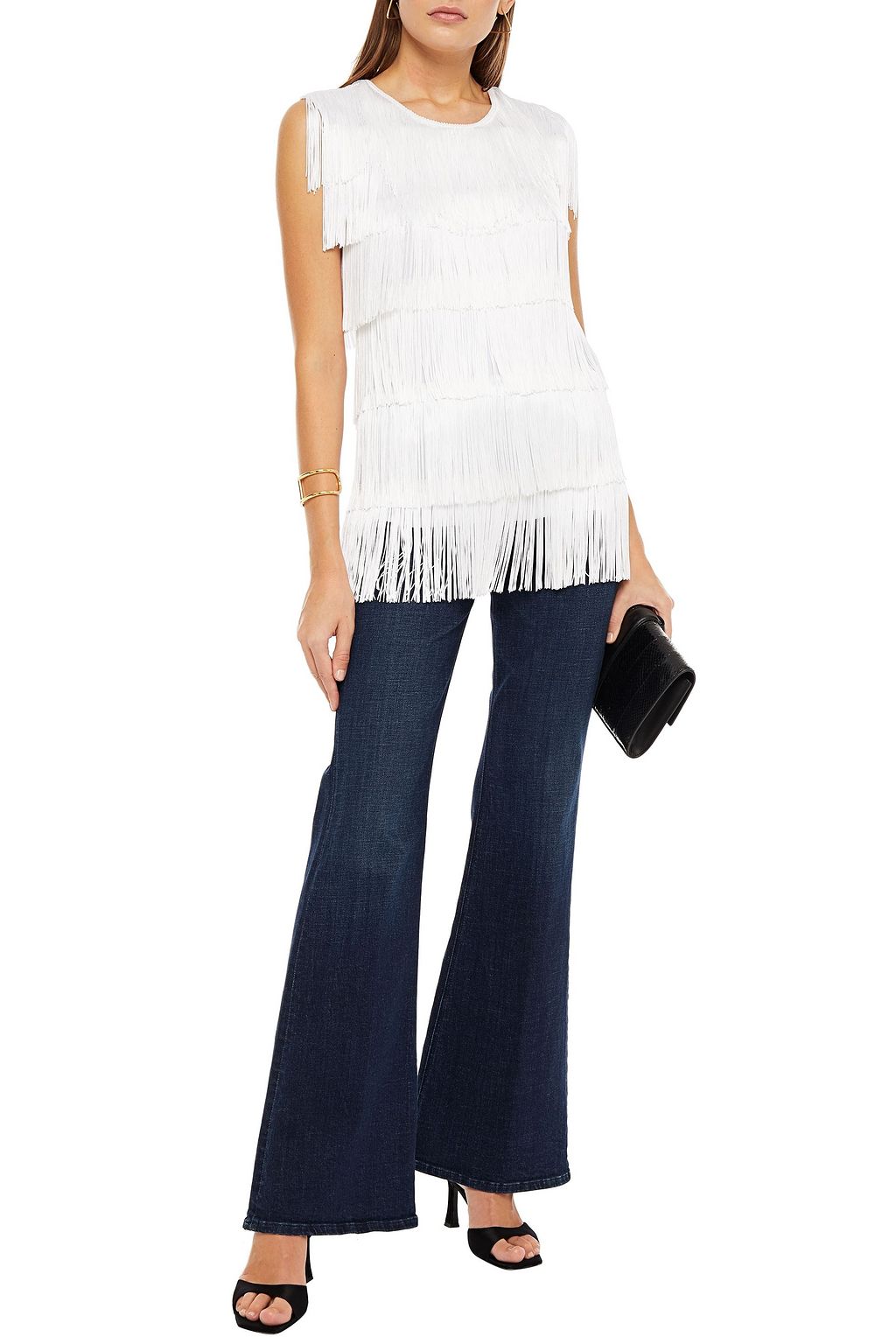 NORMA KAMALI Tiered fringed jersey top