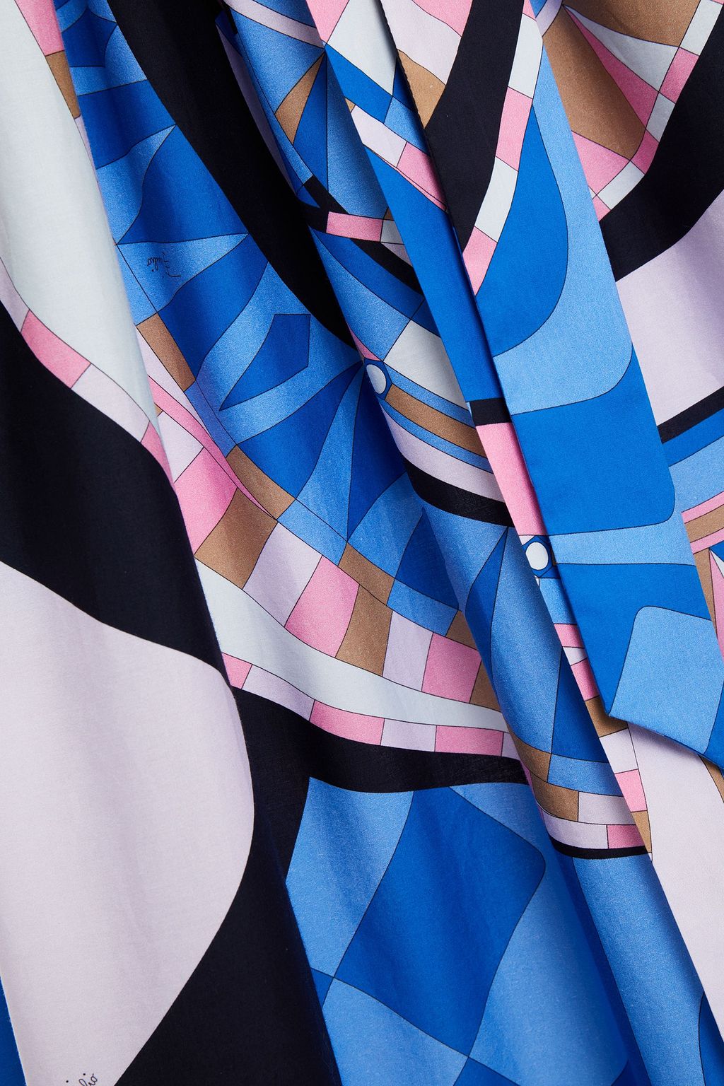 PUCCI فستان متوسط الطول بتصميم قميص من قماش البوبلين المصنوع من مزيج القطن مزين بطبعة ومزود بحزام