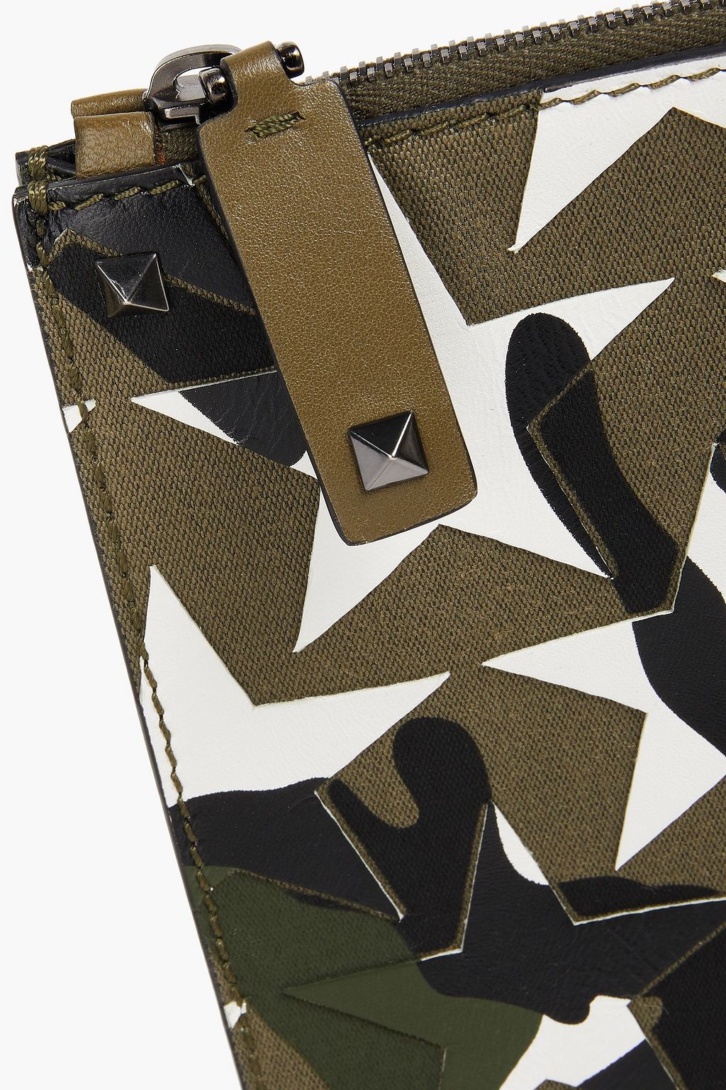 VALENTINO GARAVANI Dokumententasche aus Canvas und Leder mit Nieten und Print