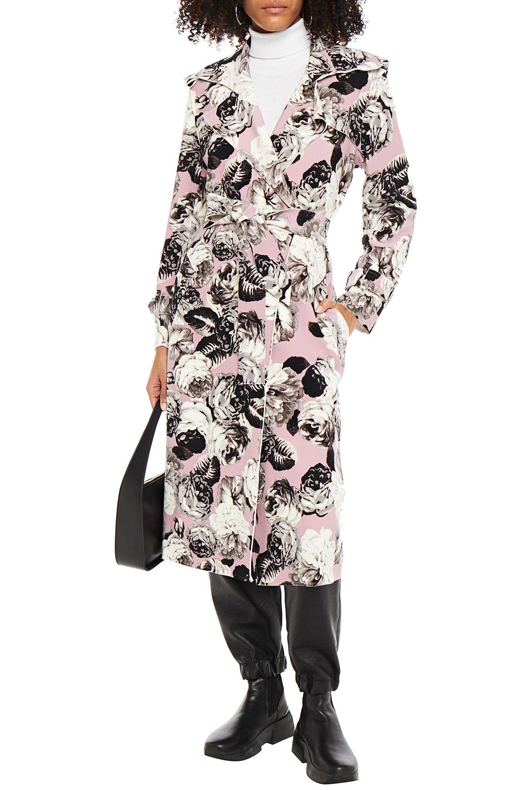 NORMA KAMALI Floral-print scuba trench coat