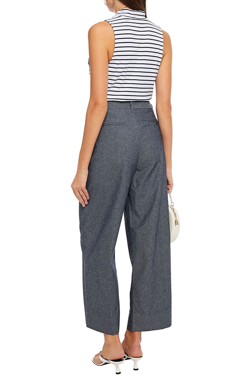 J BRAND Belted cotton-chambray wide-leg pants