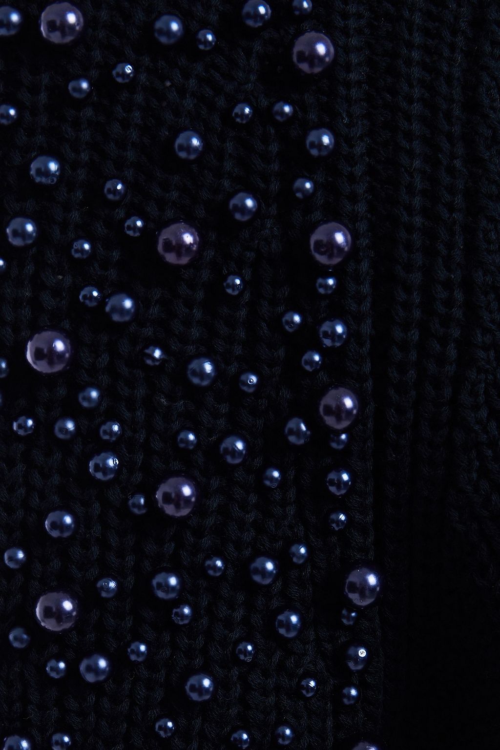MICHELLE MASON Faux pearl-embellished ribbed cotton sweater