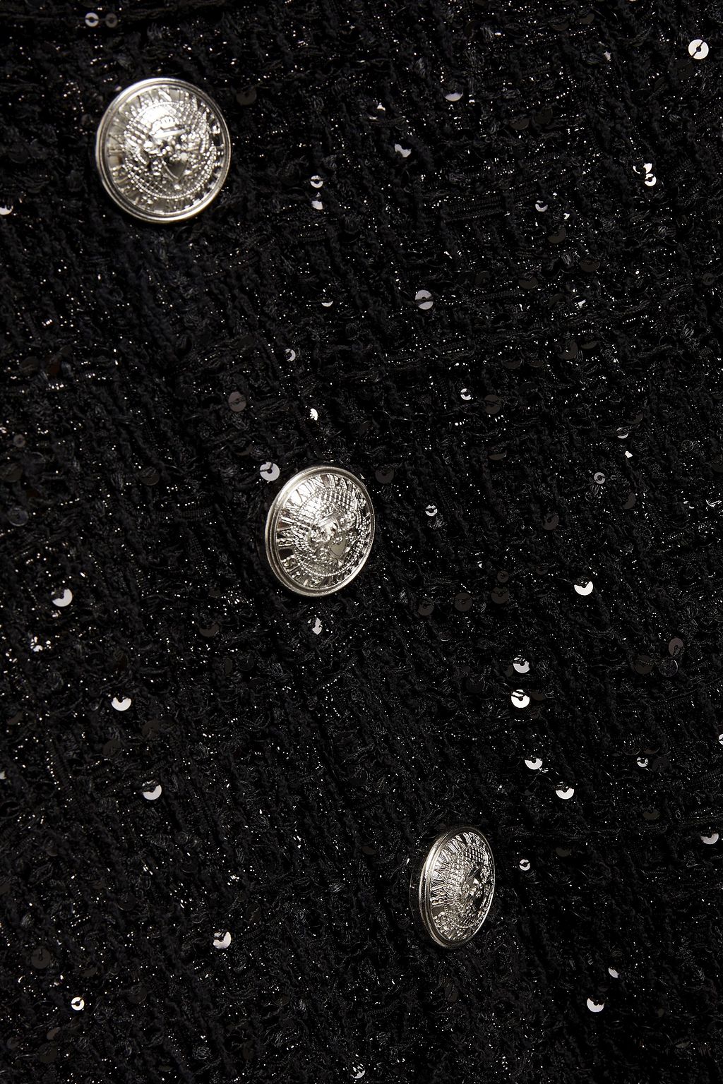 BALMAIN Button-embellished metallic tweed wide-leg pants